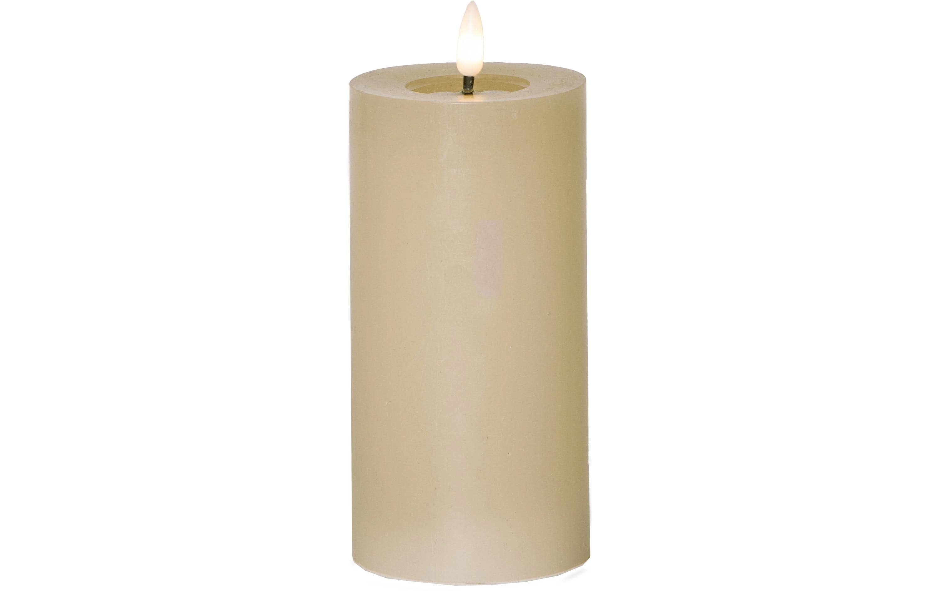 Star Trading LED Pillar Kerze Flamme Flow Indoor, Beige, 17.5cm Höhe, Timerfunktion