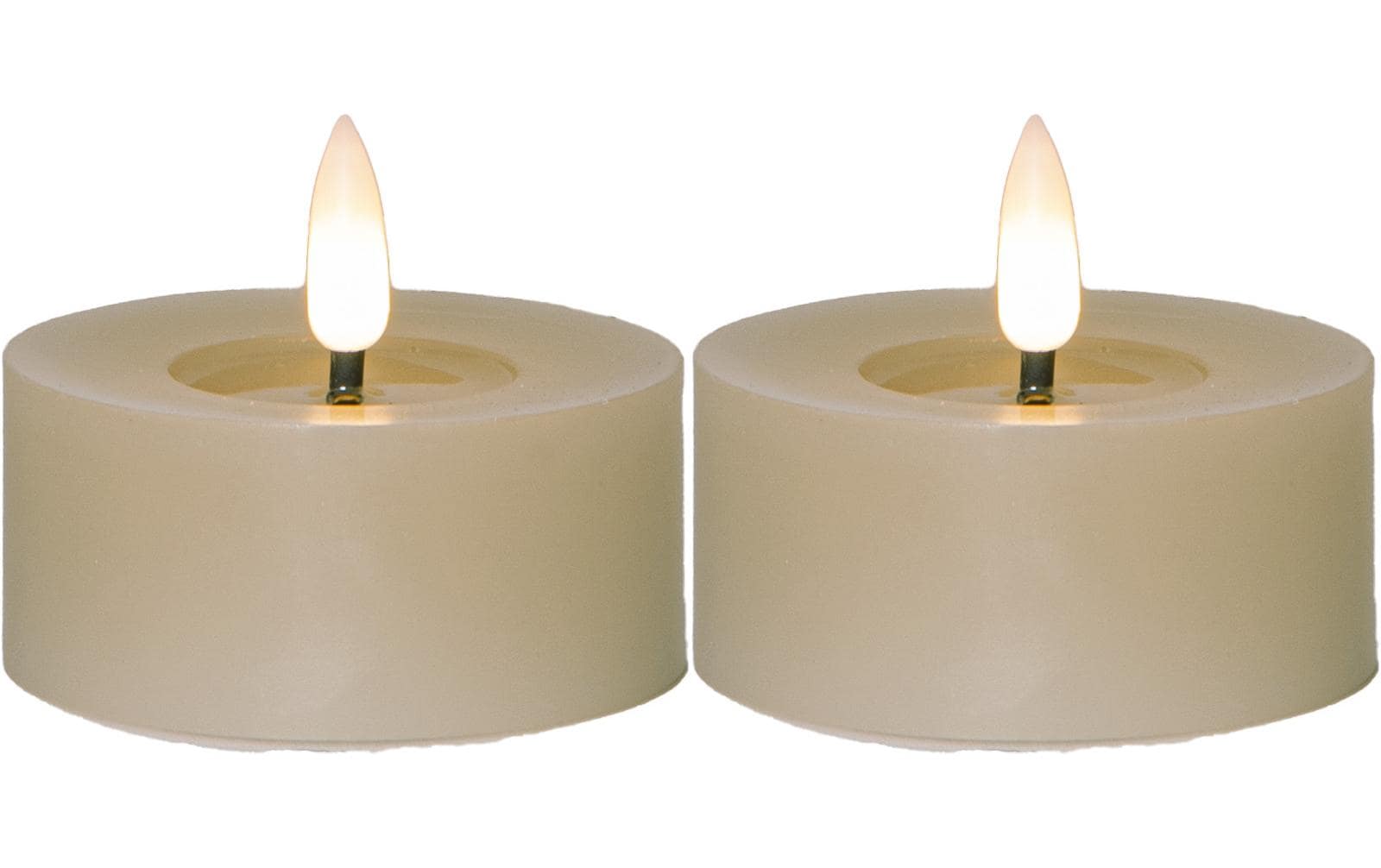 Star Trading LED Teelicht 2 Pack Flow Indoor, Beige, 5.5cm Höhe, Timerfunktion