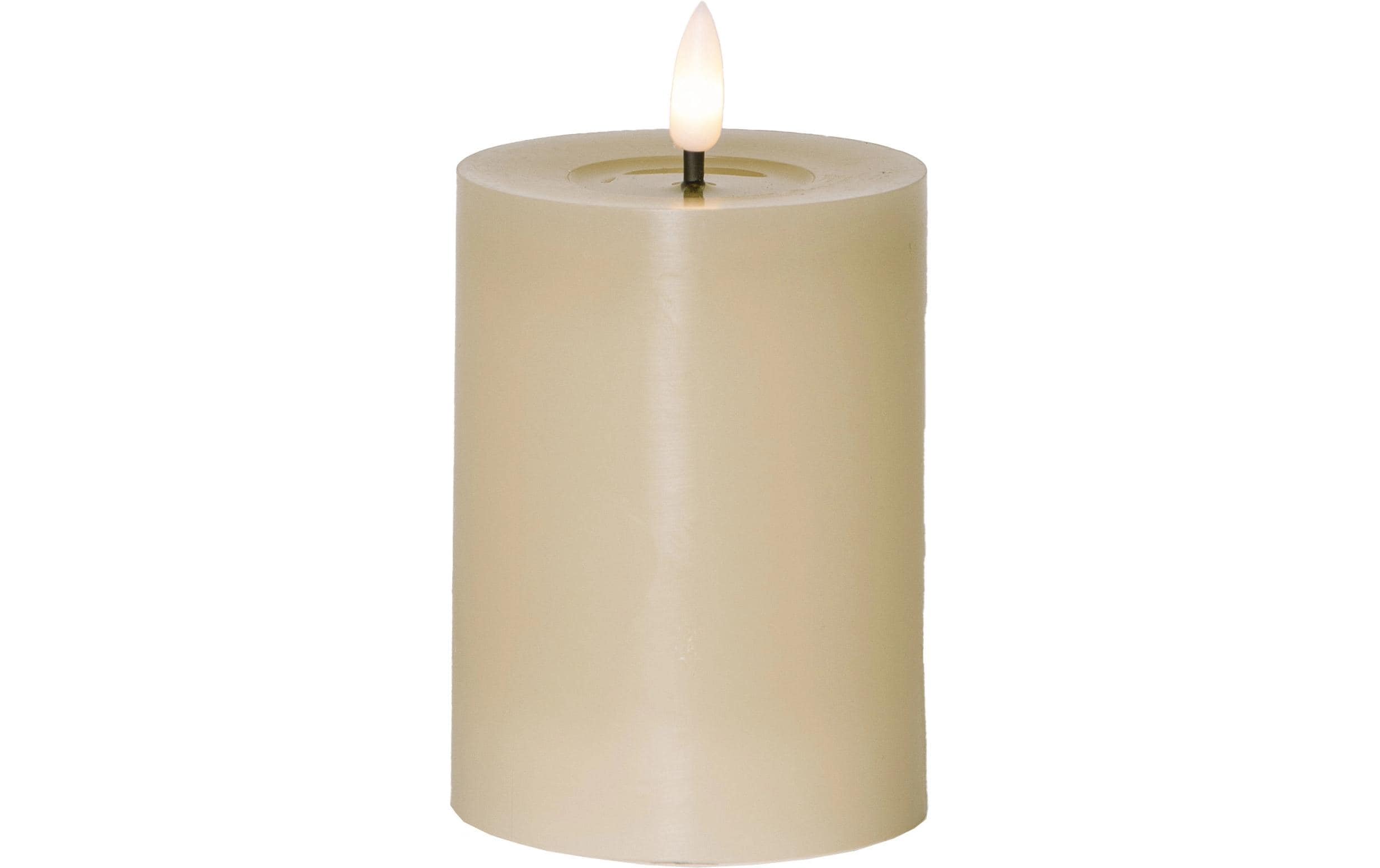 Star Trading LED Pillar Kerze Flamme Flow Indoor, Beige, 12.5cm Höhe, Timerfunktion