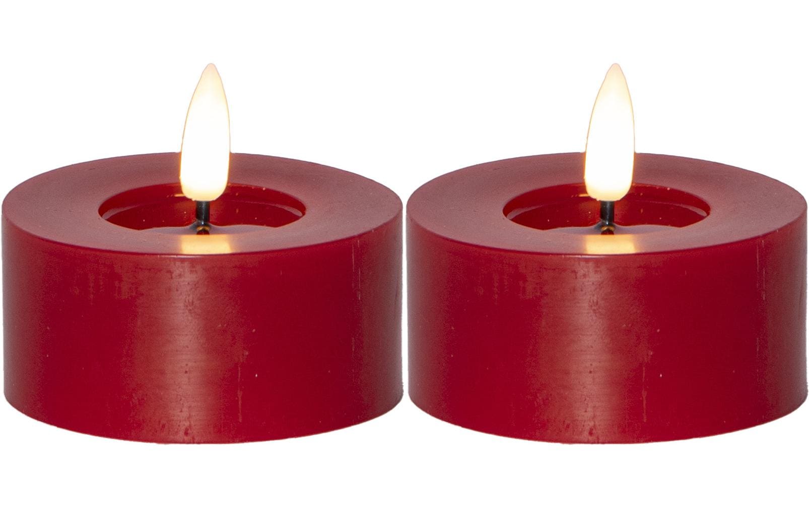 Star Trading LED Teelicht 2 Pack Flow Indoor, Rot, 5.5cm Höhe, Timerfunktion
