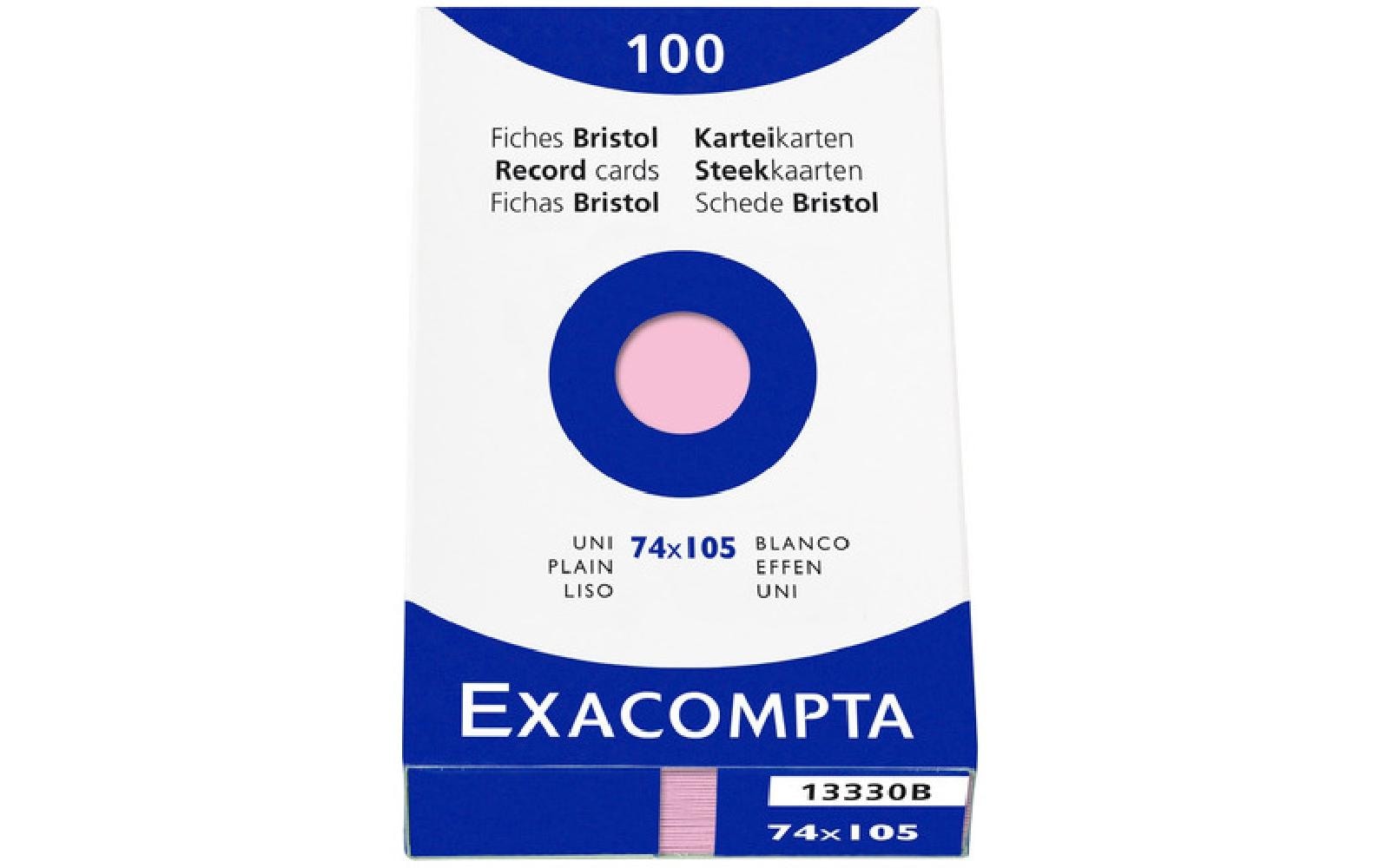 Exacompta Karteikarten A7 rosa, blanko, 205g,74x105mm, 100 Stk