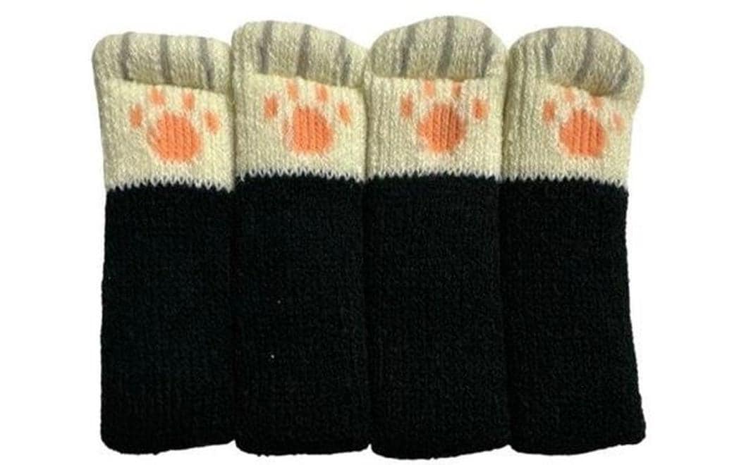 Dameco Stuhlsocken Katzenpfoten 4er Set 3x11cm, Schwarz-Weiss