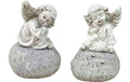 Dameco Grabdekoration Engel sitzend,2er Set Grau, Polyresin,4.2x5.8x8 cm (LxBxH)