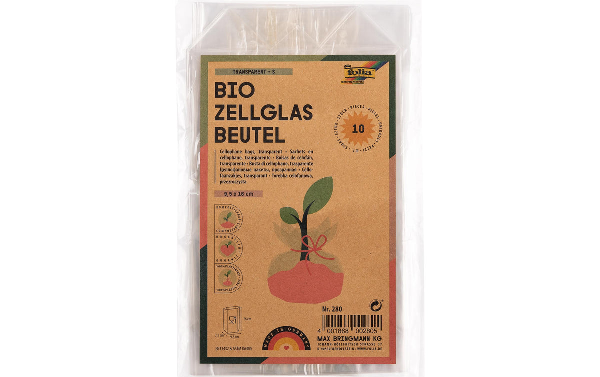 Folia Klarsichttüte Bio mit Boden 95x160mm, 10 Stück