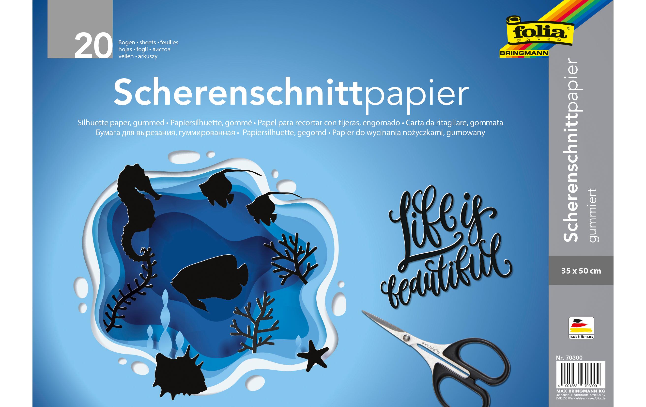 Folia Scherenschnittpapier gummiert 35x50cm, 20 Bogen, schwarz