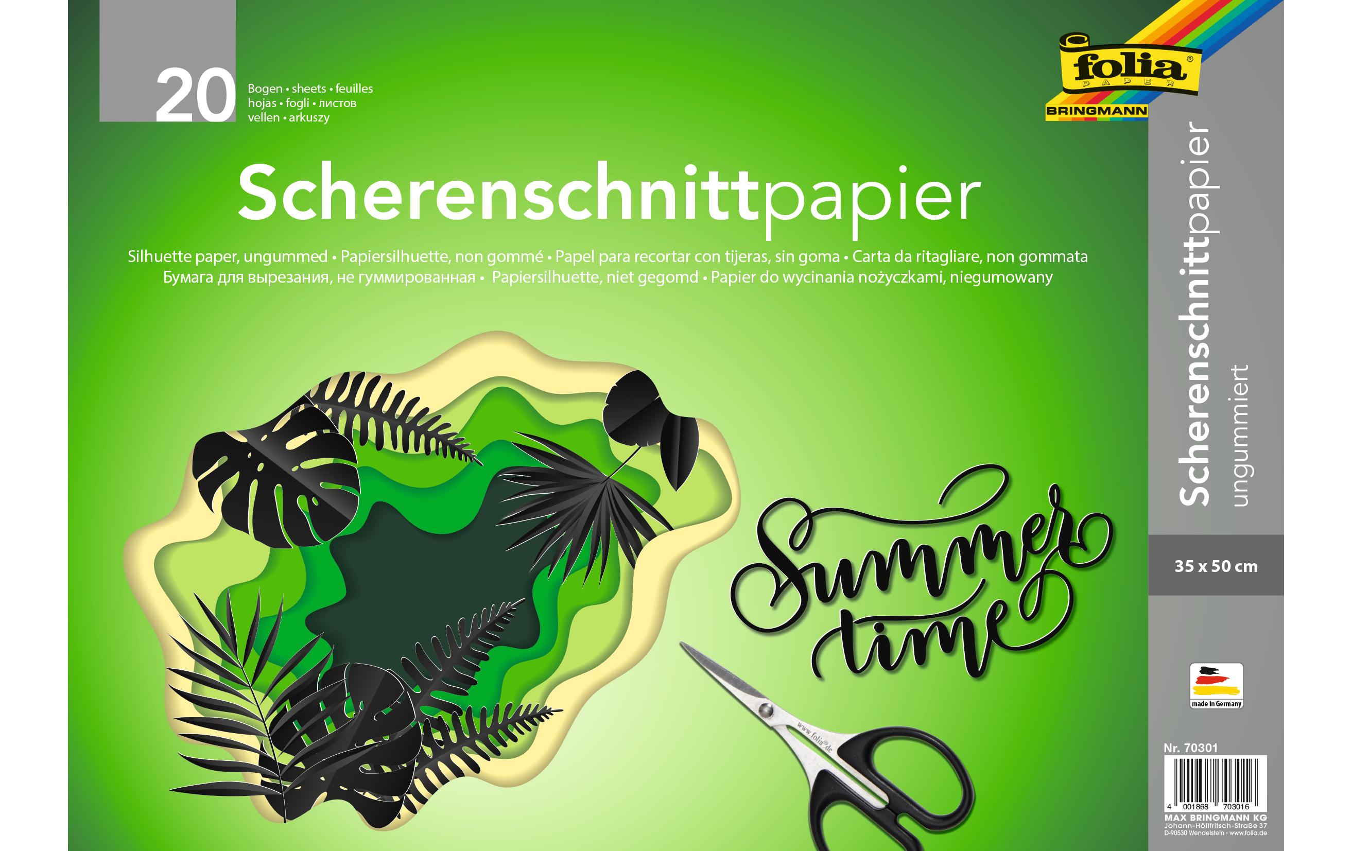 Folia Scherenschnittpapier ungummiert 35x50cm, 20 Bogen, schwarz
