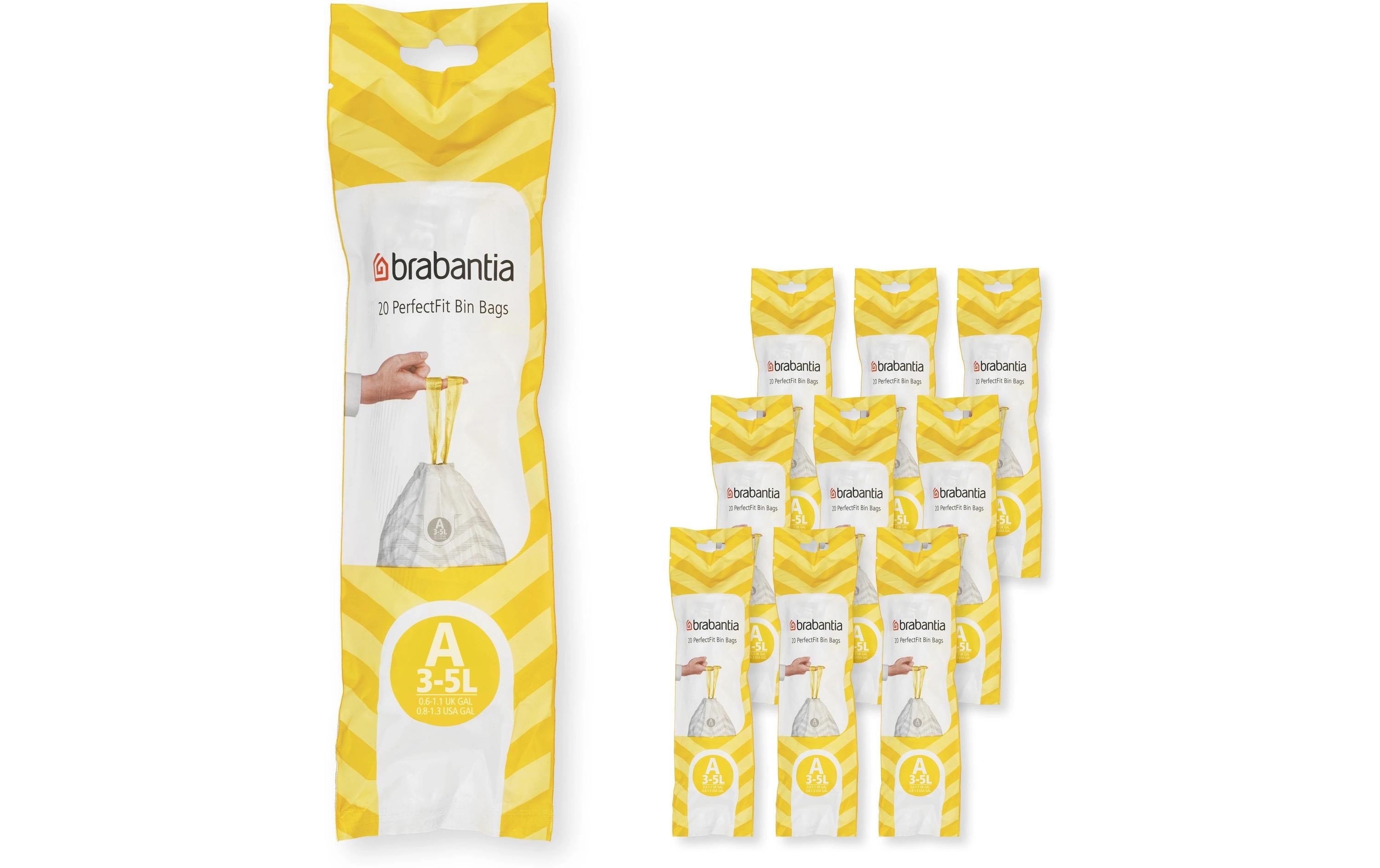 Brabantia Kehrichtsack Perfectfit A 3L, 200 Stück, Multipack à 10 Rollen