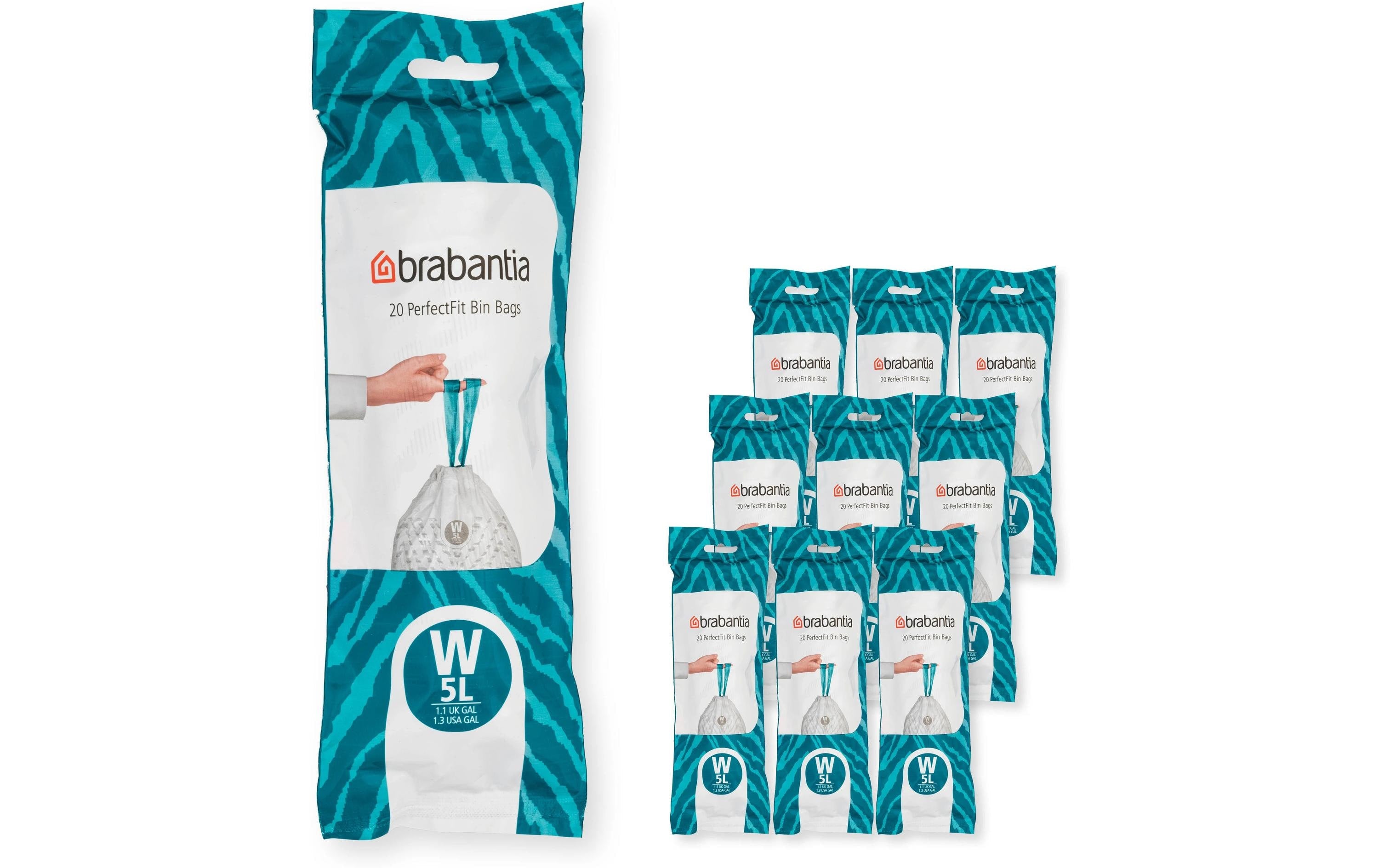 Brabantia Kehrichtsack Perfectfit W 5L, 200 Stück, Multipack à 10 Rollen