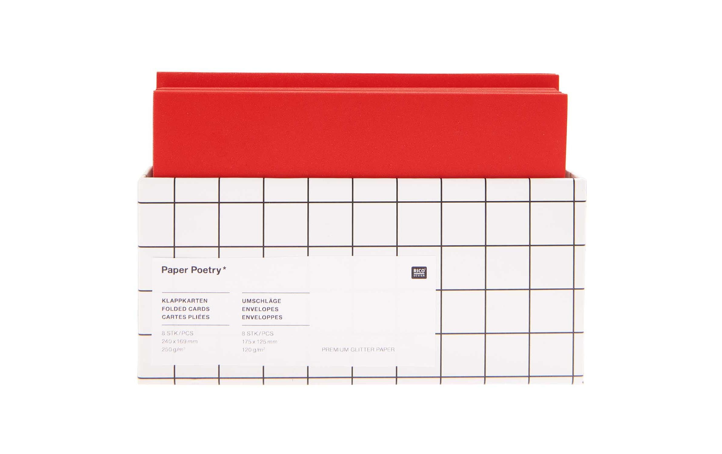 Rico Design Kartenset Glitter Rot Matt