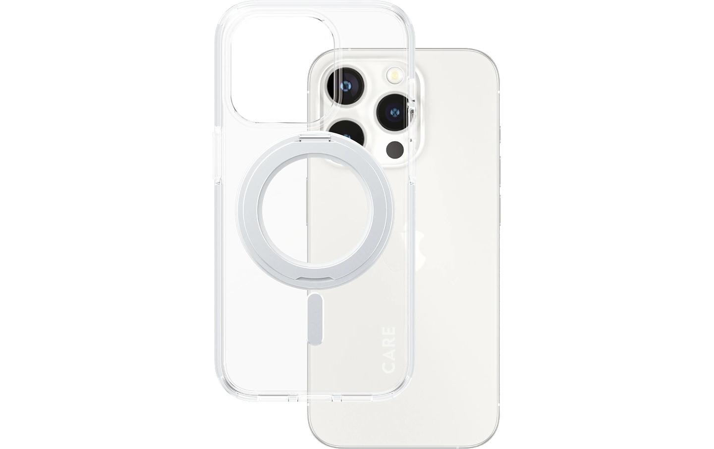 CARE Backcover Feature Kickstand Silver fürs iPhone 15 Pro, mit MagSafe