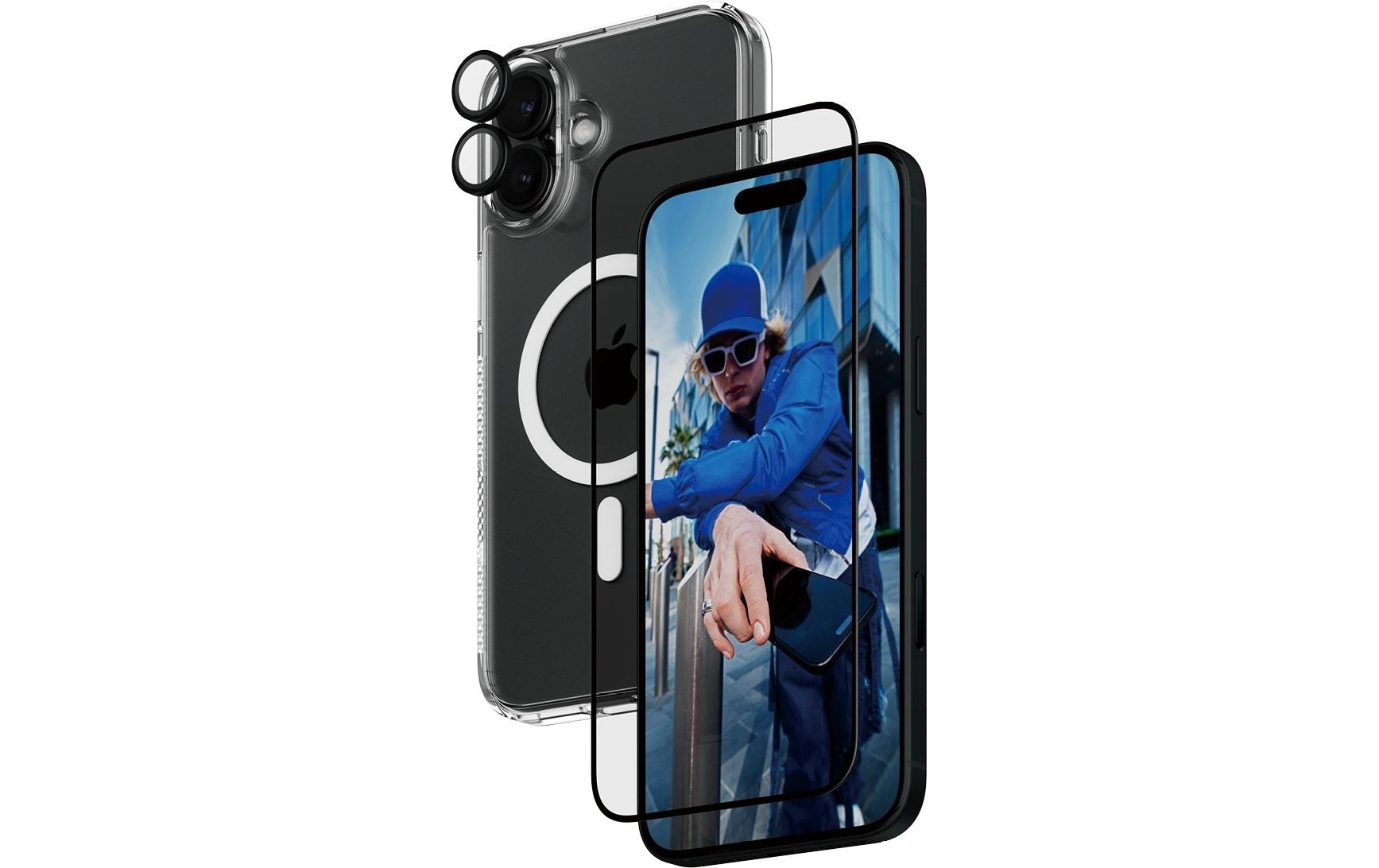 CARE 3-in-1 - Glas (S), Case, Hoops iPhone 16 Plus