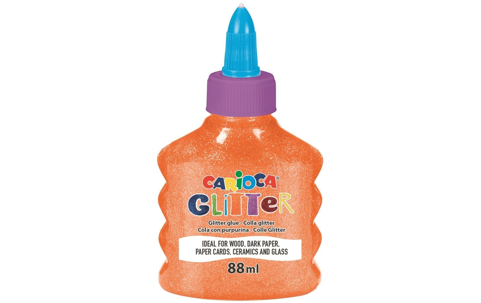 Carioca Glitzerkleber Glitter Glue Neon neonorange mit Glitzerpartikel, 88ml
