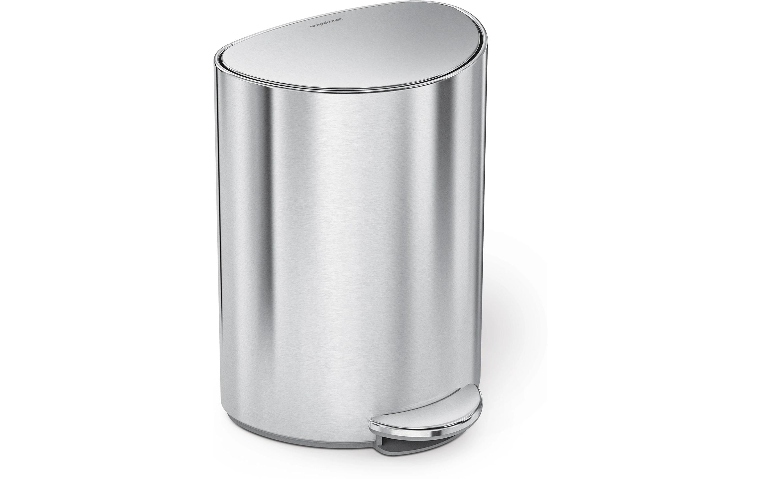 Simplehuman Abfalleimer, Silber gebürstet 6 Liter, Edelstahl, 28x20x37 cm