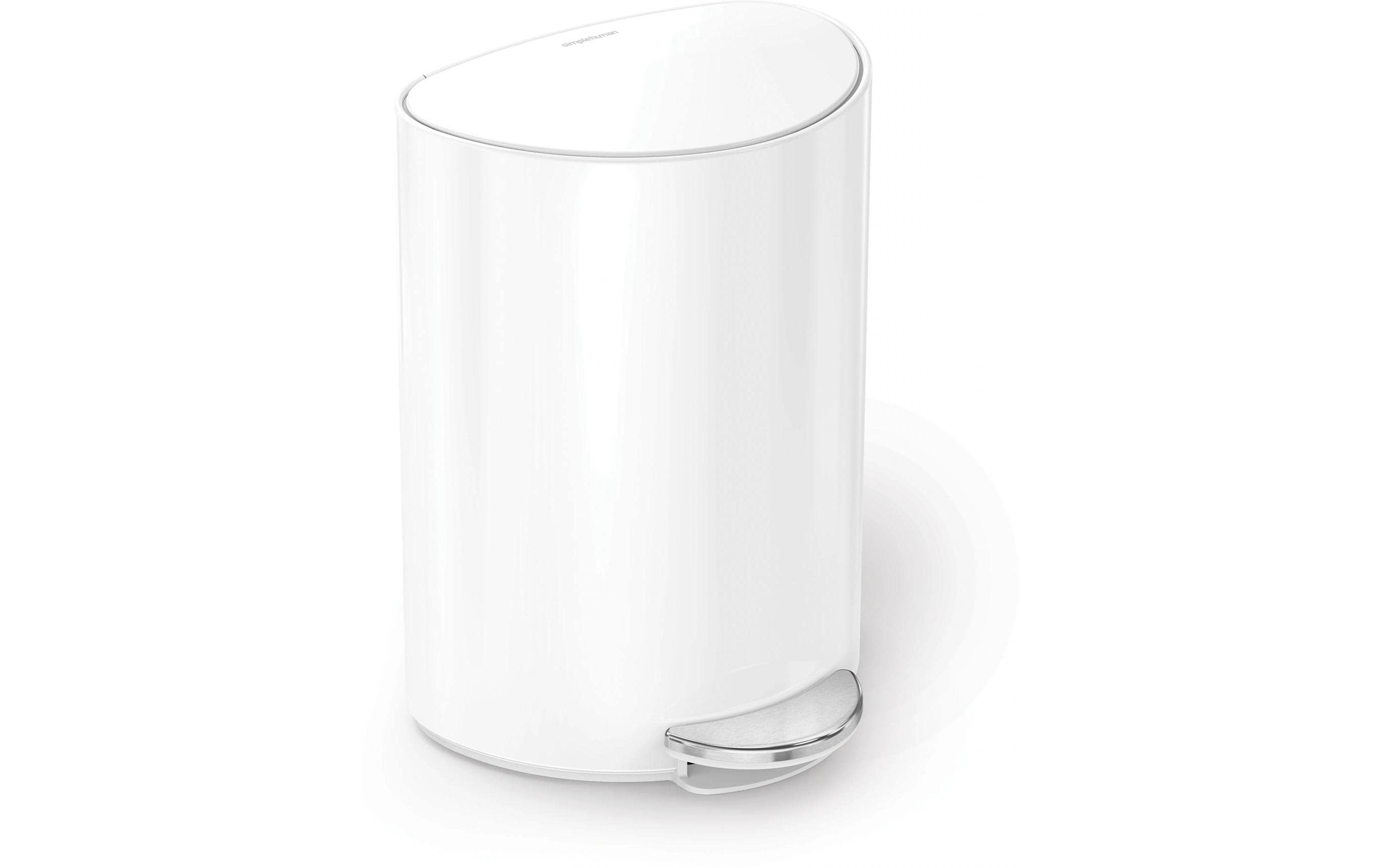 Simplehuman Abfalleimer, Weiss 6 Liter, Edelstahl, 28x20x37 cm