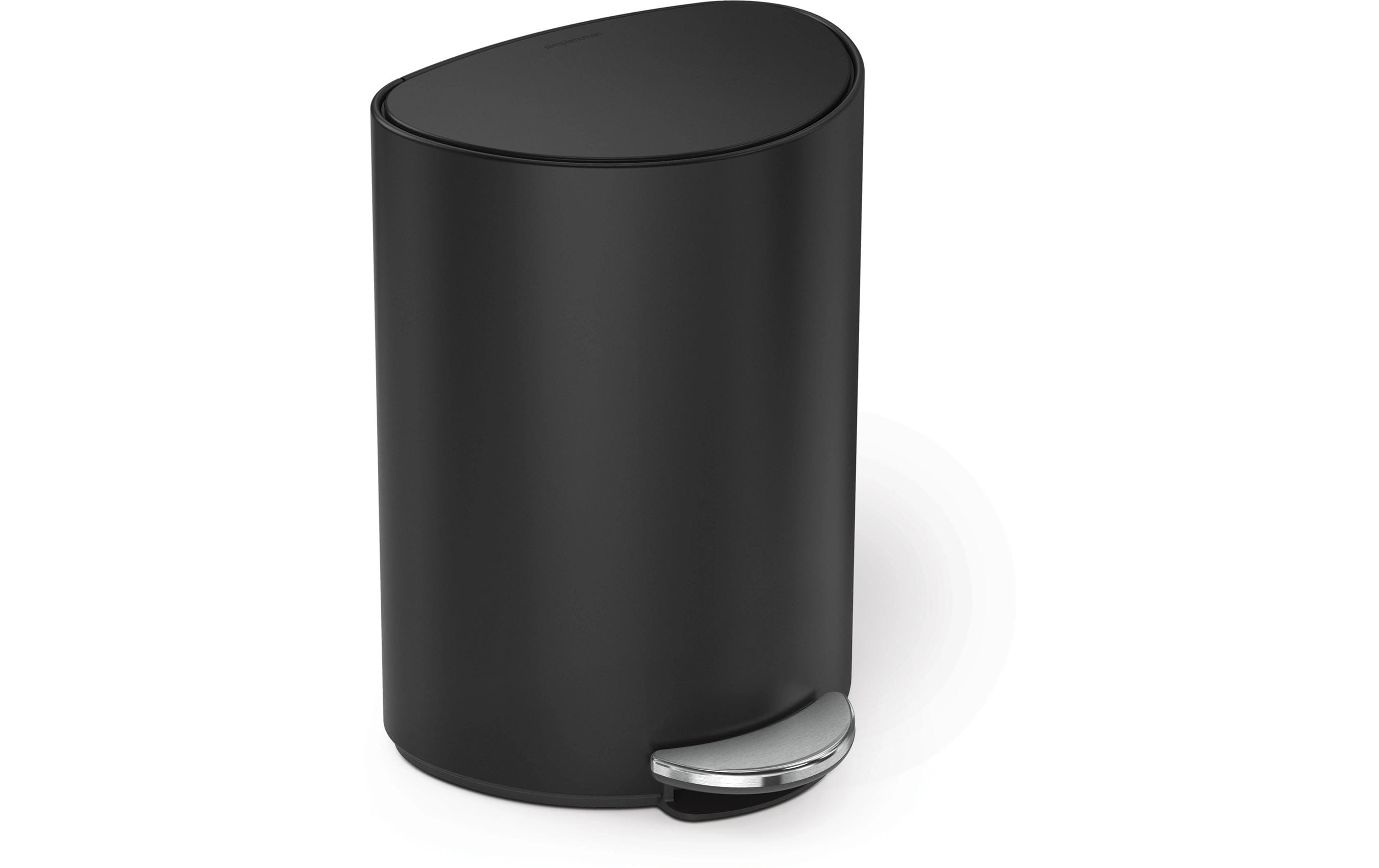 Simplehuman Abfalleimer, Schwarz matt 6 Liter, Edelstahl, 28x20x37 cm
