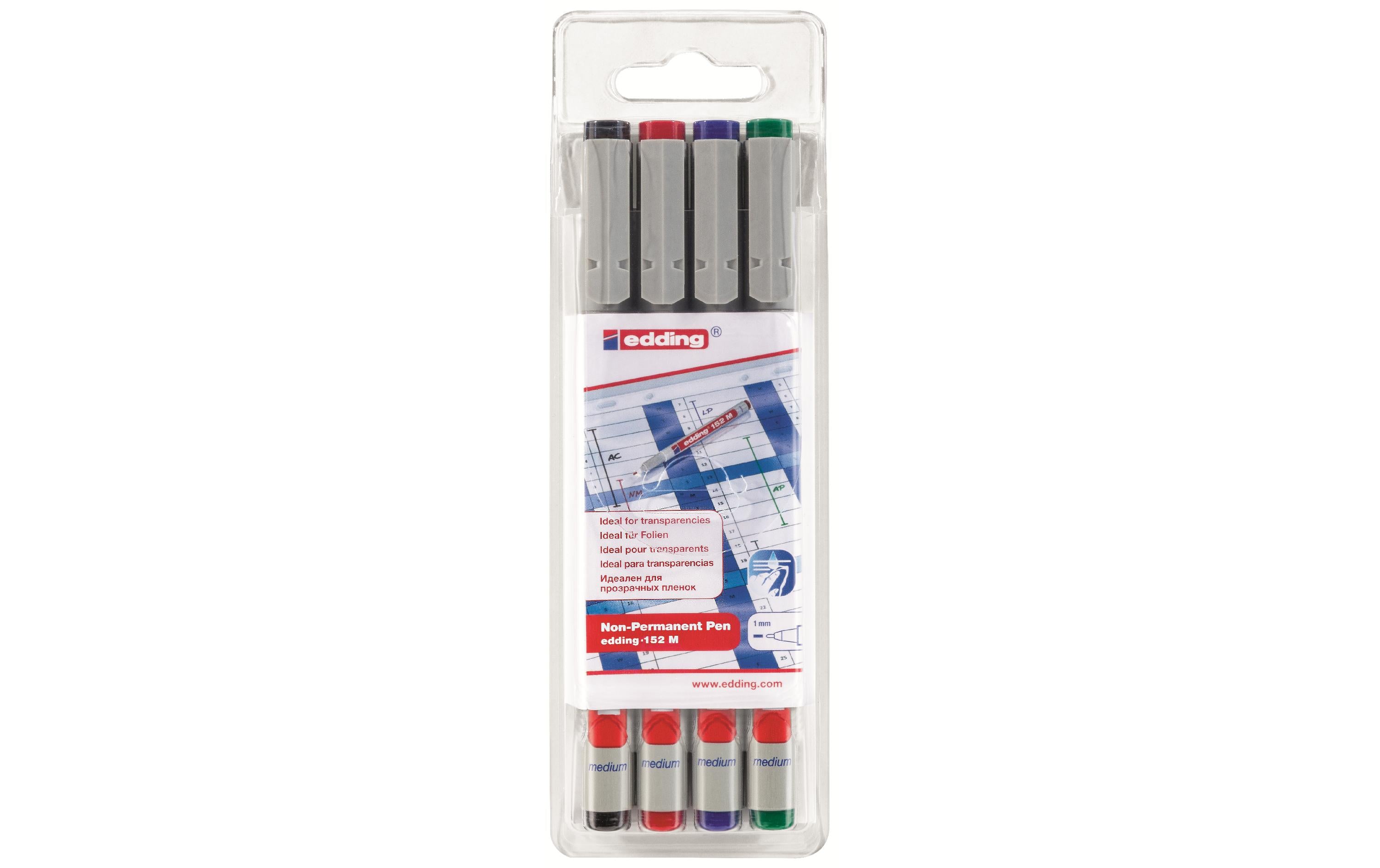 Edding Non-Perm. Pen 152M 4-Set Folienschreiber 4 Farben 1mm