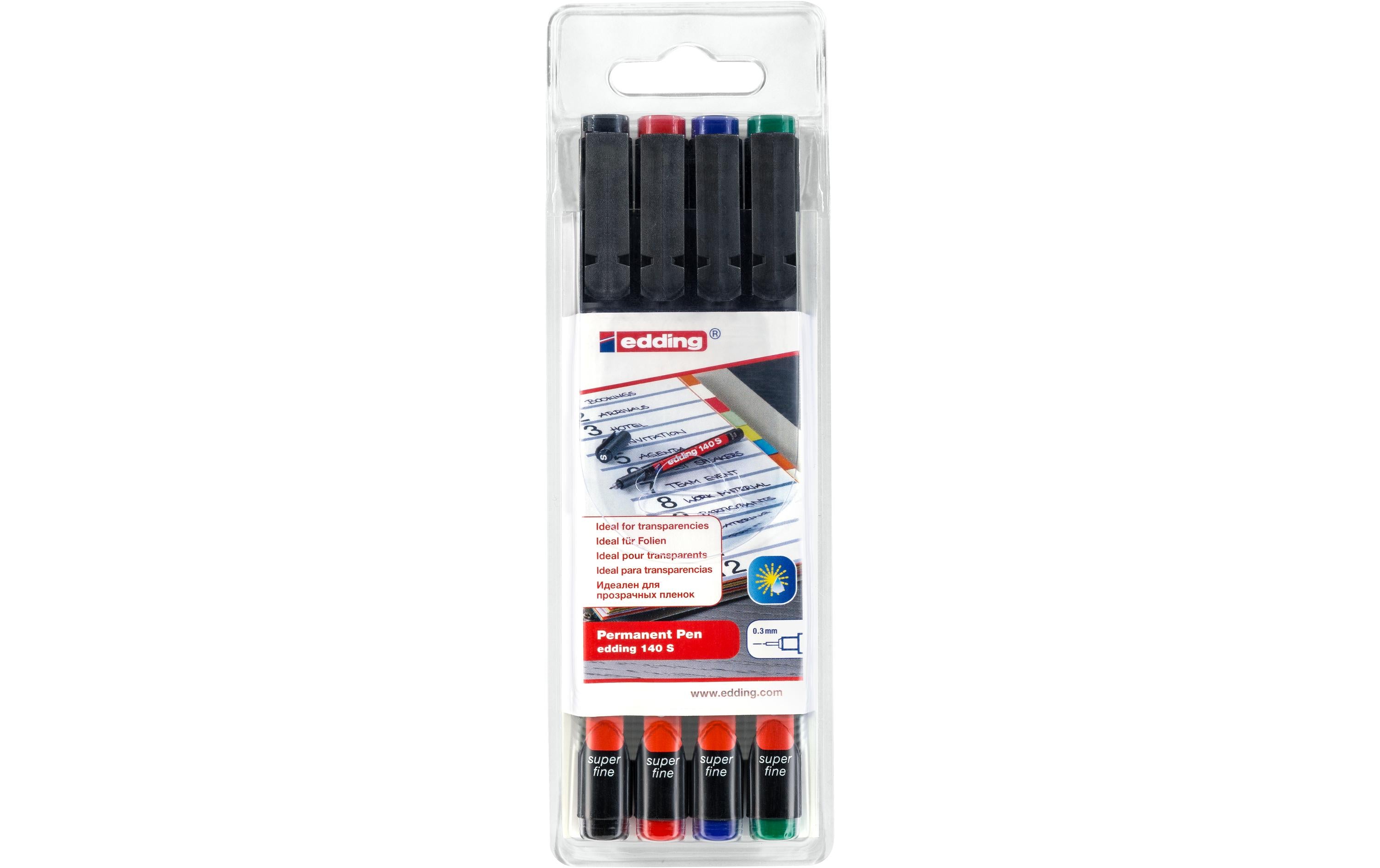 Edding Permanent Pen 140S 4-Set Folienschreiber 4 Farben 0.3mm