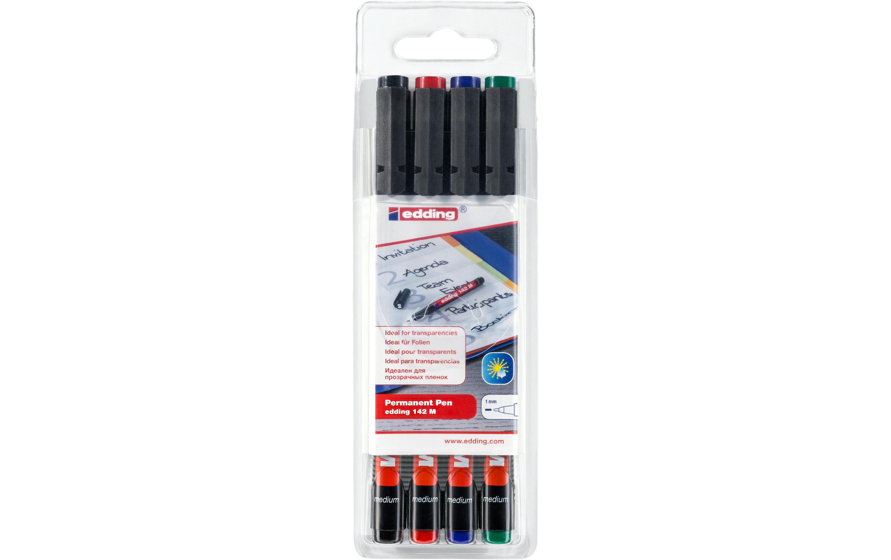 Edding Permanent Pen 142M 4-Set Folienschreiber 4 Farben 1mm
