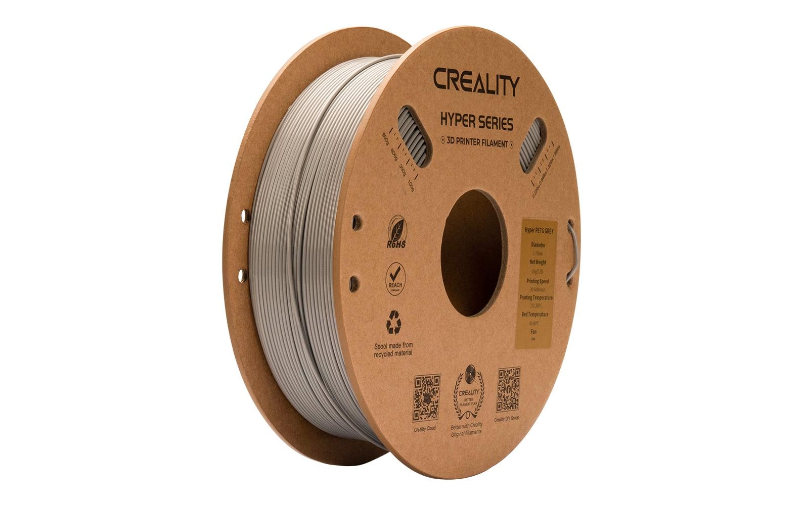 Creality Filament PETG Hyper Grau 1.75 mm Hyper PETG Filament für 3D Drucker