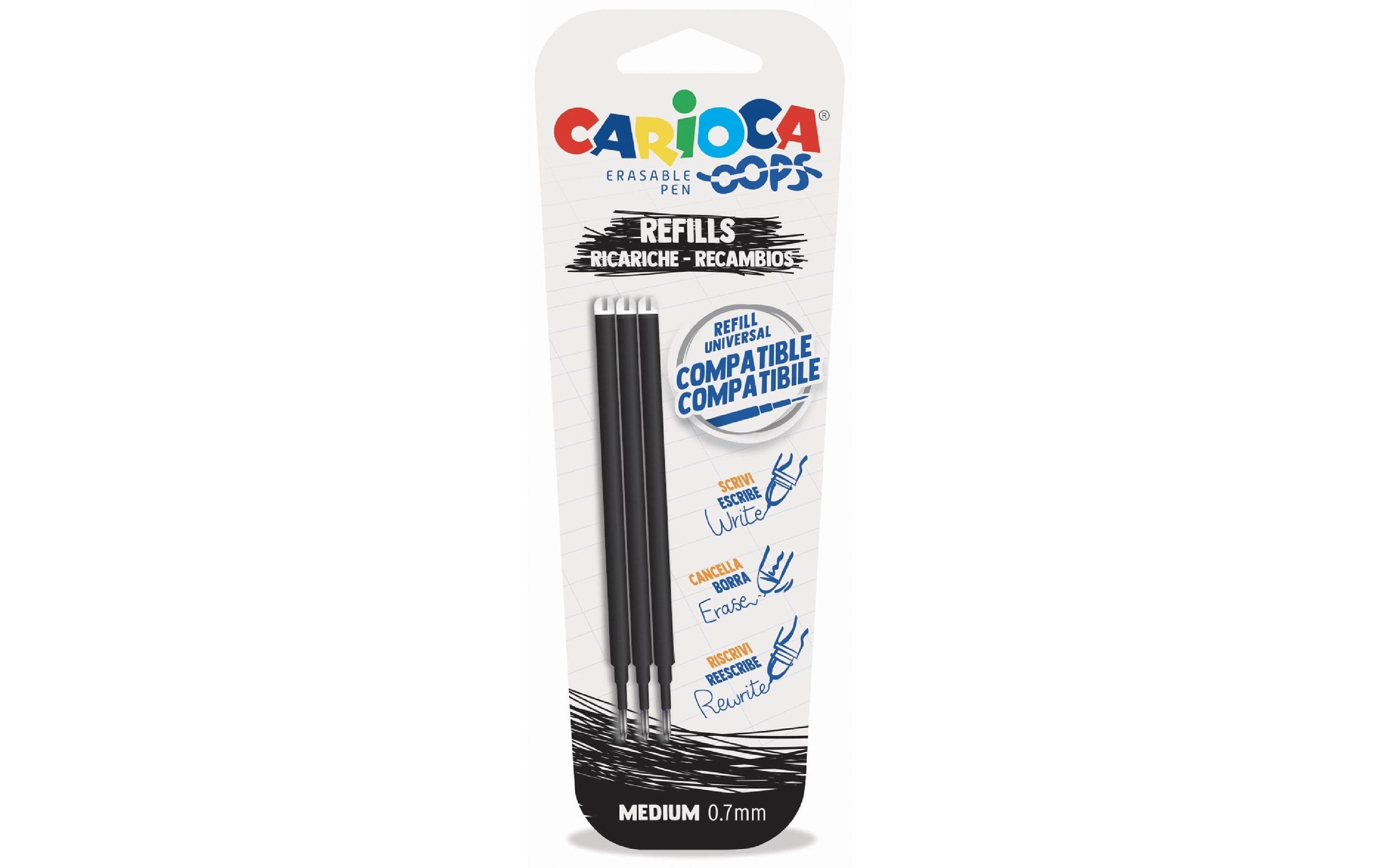 Carioca Roller Oops Ersatzmine 3 Stück schwarz, radierbar
