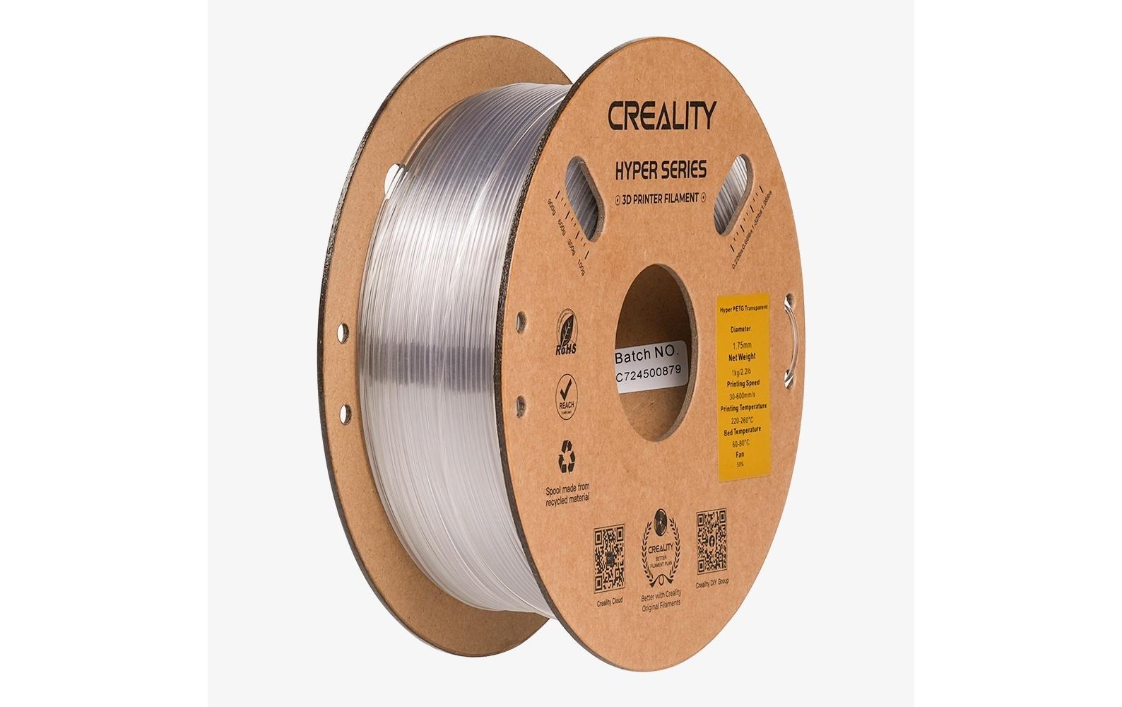 Creality Filament PETG Hyper Transparent 1.75 mm Hyper PETG Filament für 3D Drucker