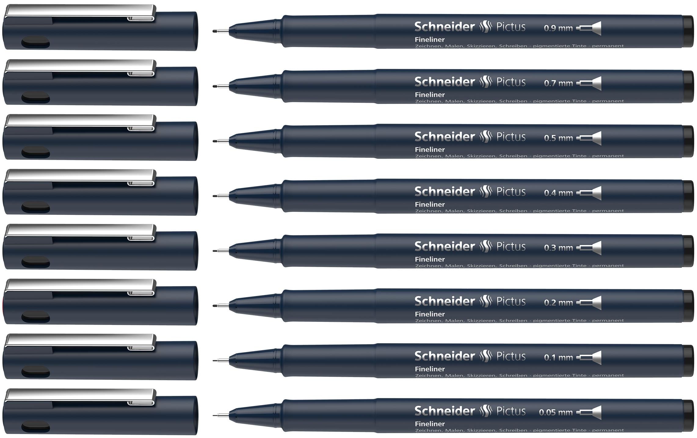 Schneider Fineliner Pictus E-6+2 8 Strich-Stärken, 0.05-0.9mm