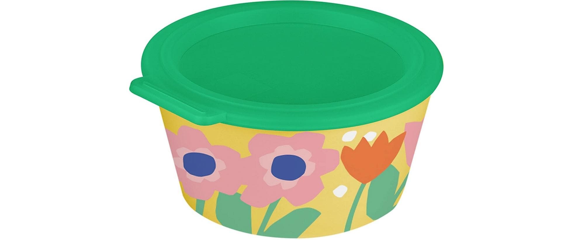 Koziol Bowl  m.Deckel NORA BOX 700ml BLOOMS, strong yellow/strong fresh green