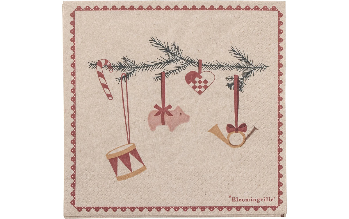 Bloomingville Yule Serviette Rot L33xB33cm, Pack of 20