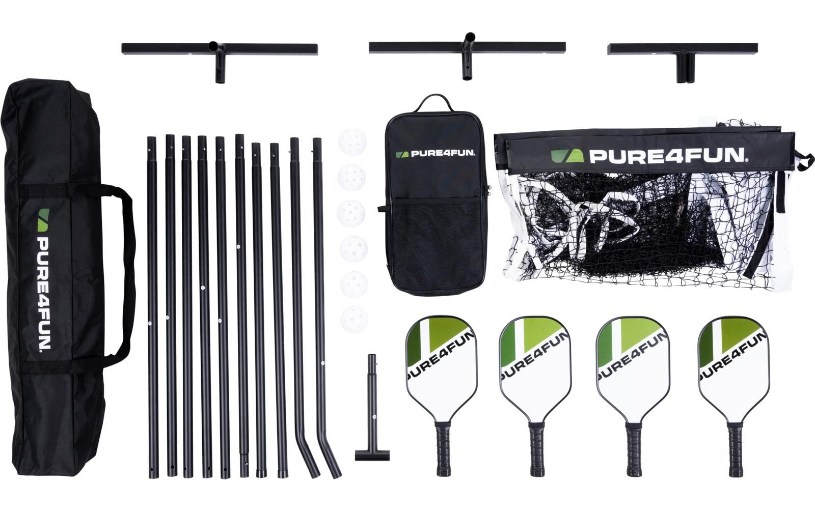 FTM Pickleball Set mit Netz Netz 670x92x70cm, 6 Bälle, 4 Schläger