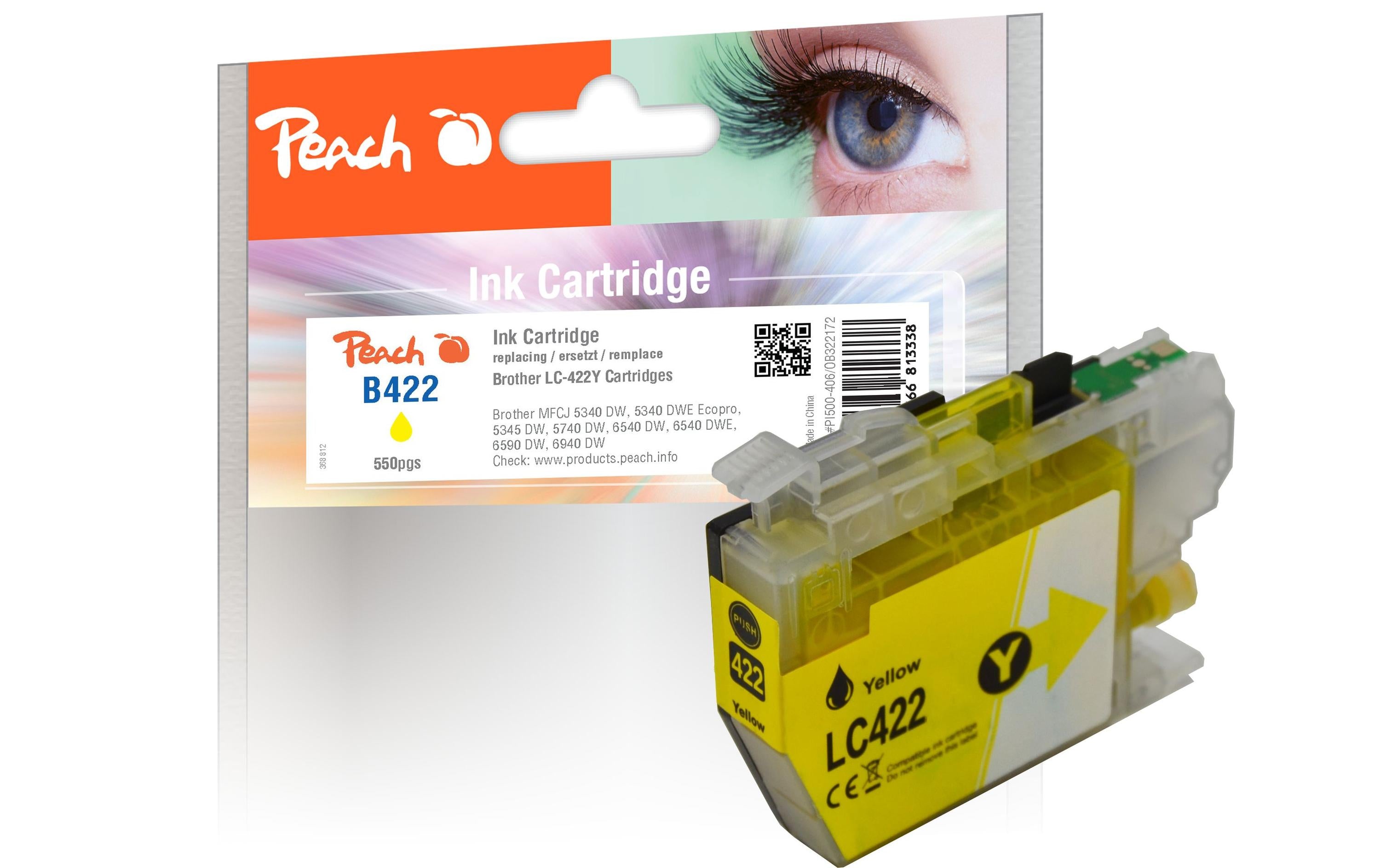 Peach Tinte Brother LC-422 Yellow 550 Seiten