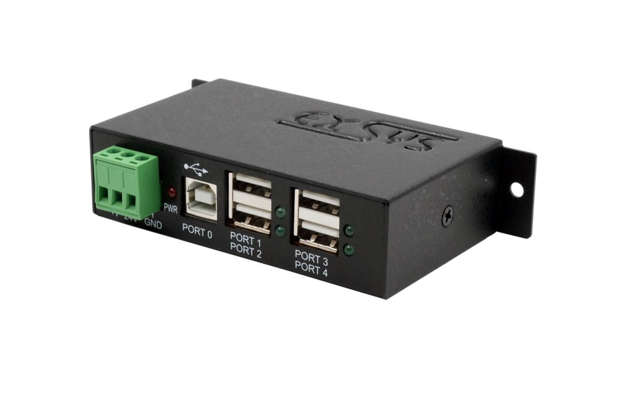 EXSYS EX-1163HMS, 4x USB 2.0, Metall für Trägerschiene inkl. DIN-RAIL Kit