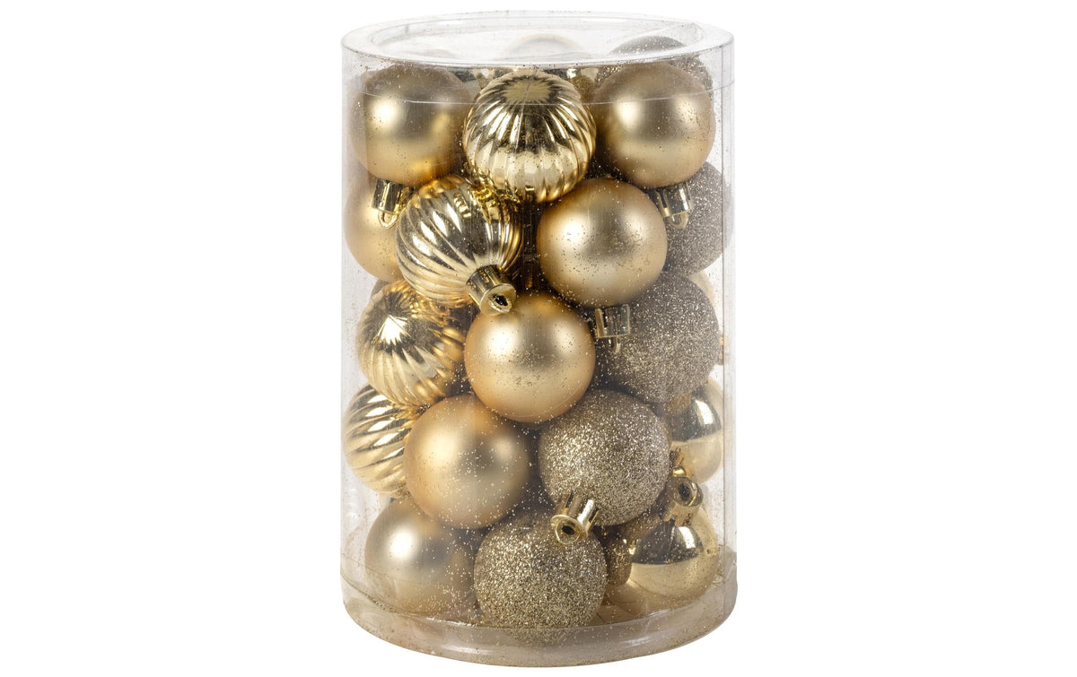COCON, Weihnachtskugel 34 Stück, Gold Kunststoff, D: 4cm