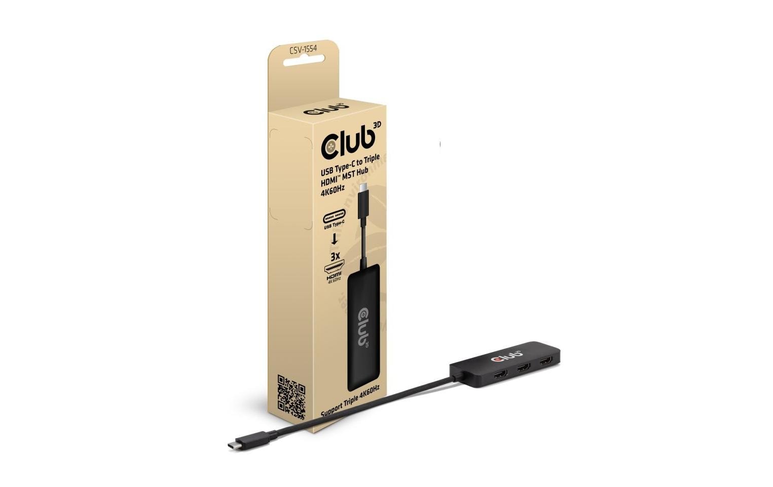 Club 3D,USB Typ-C Hub auf 3x HDMI 4K60Hz, 28.55 cm