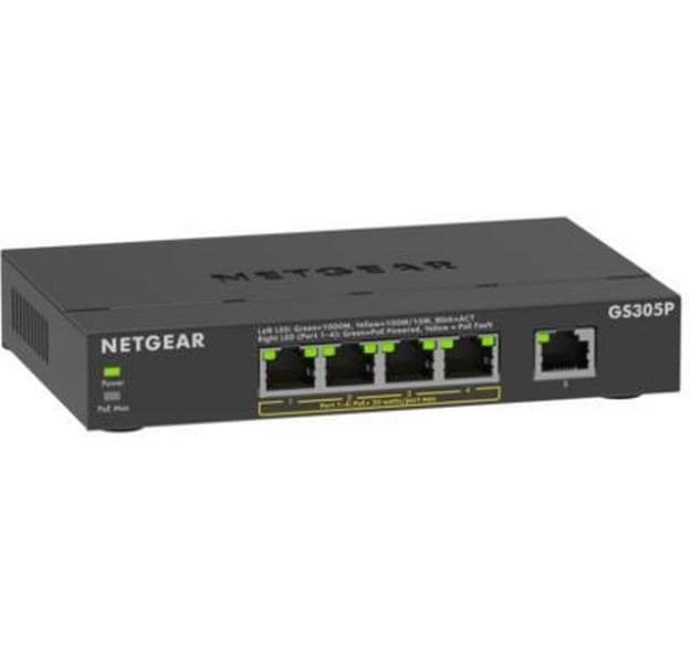 Netgear GS305PV3: 5 Port PoE Switch 5x Gigabit, 4x PoE, Unmanaged Plus Switch