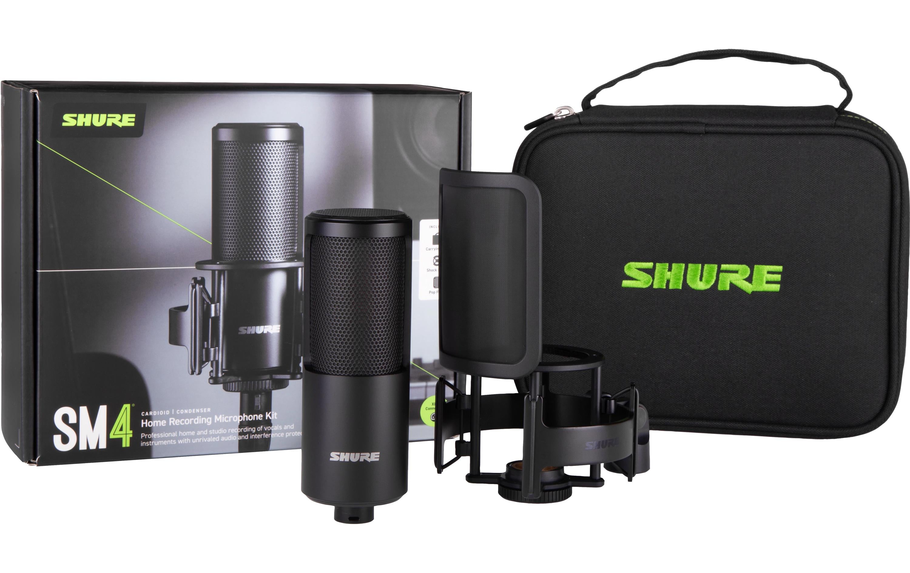 Shure SM4-K-KIT SM4 MIC, BLACK, W/ SHOCK MOUNT, CASE