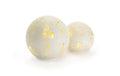STT LED Windlicht 2er Set Glass Ball weiss 18 LED, ww, D12cm/15cm, Timer 6/18, indoor