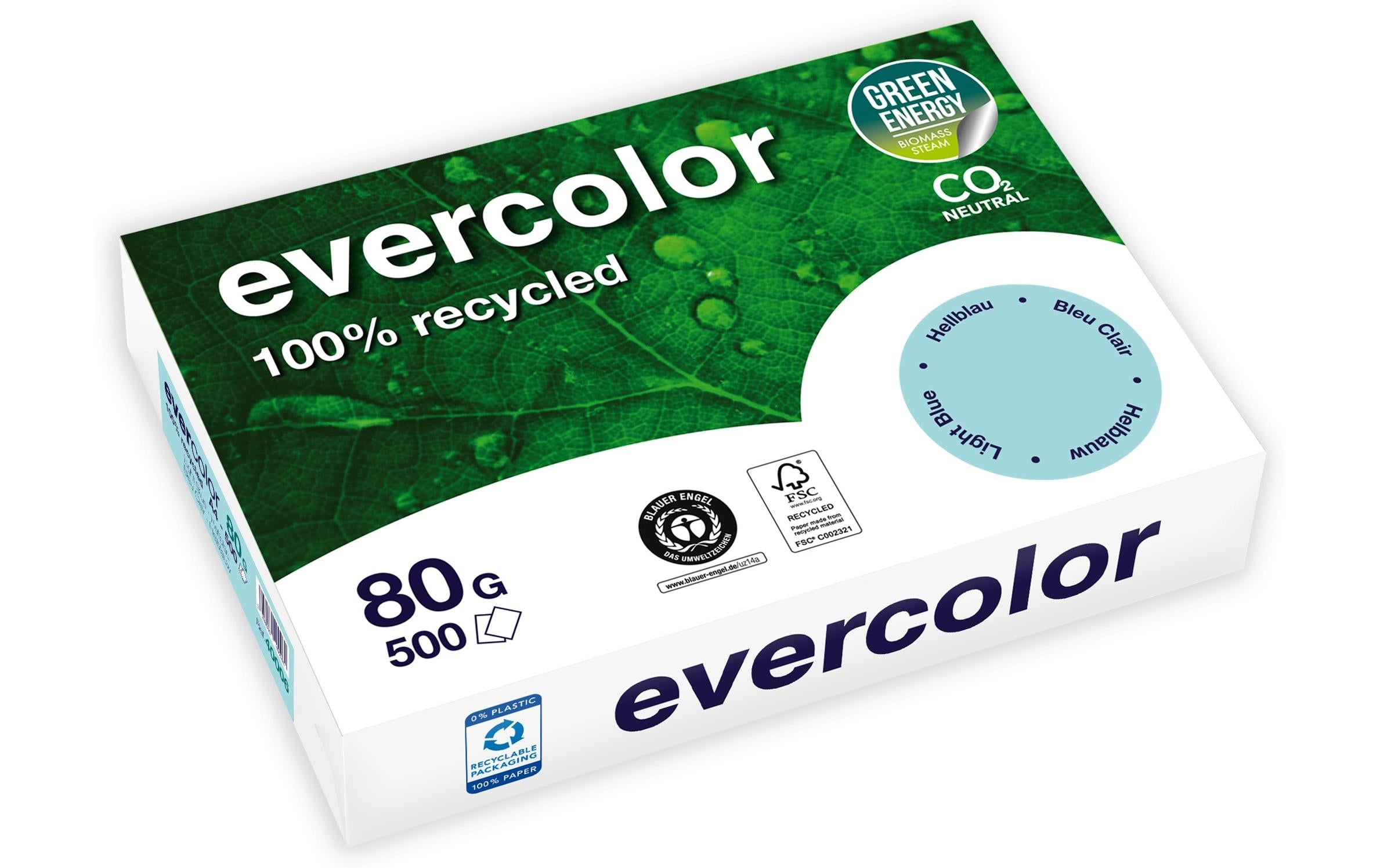 Clairefontaine Kopierpapier Evercolor A4, hellblau, 500 Blatt, 80gm2