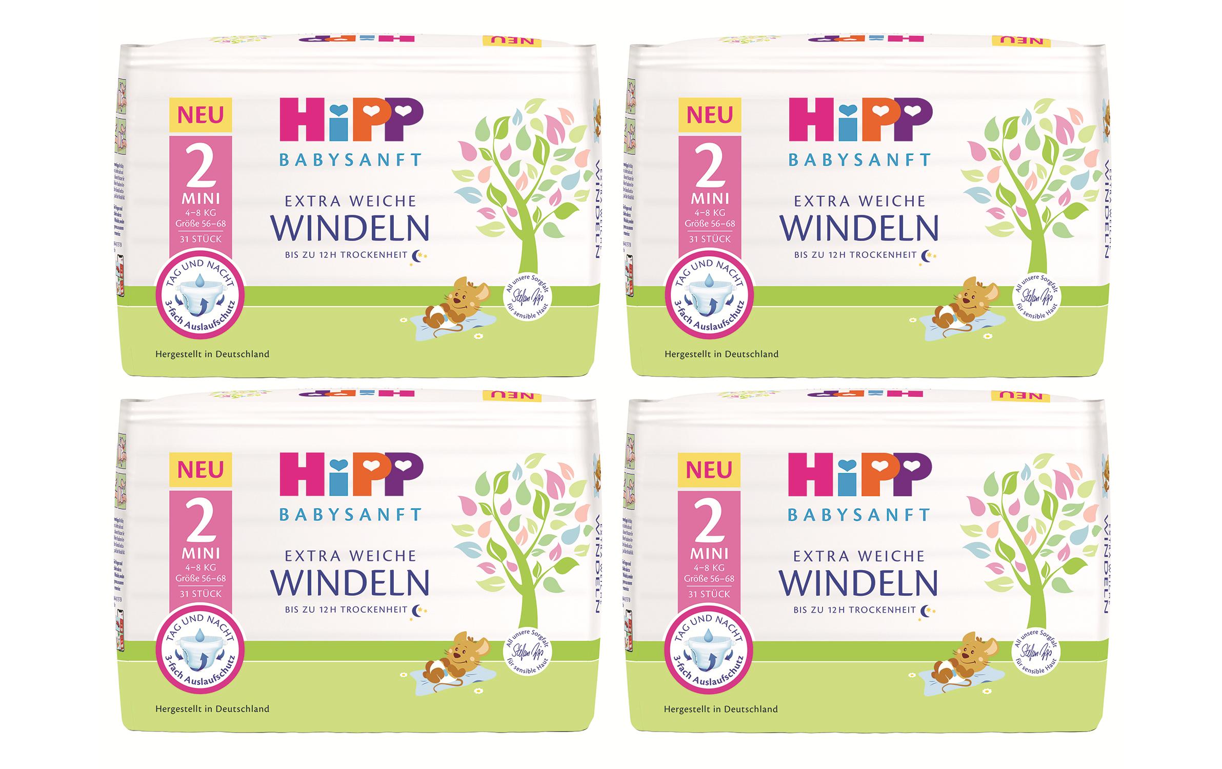 Hipp Babysanft Windeln Mini 2 4 x 31 Stk., Monatsbox