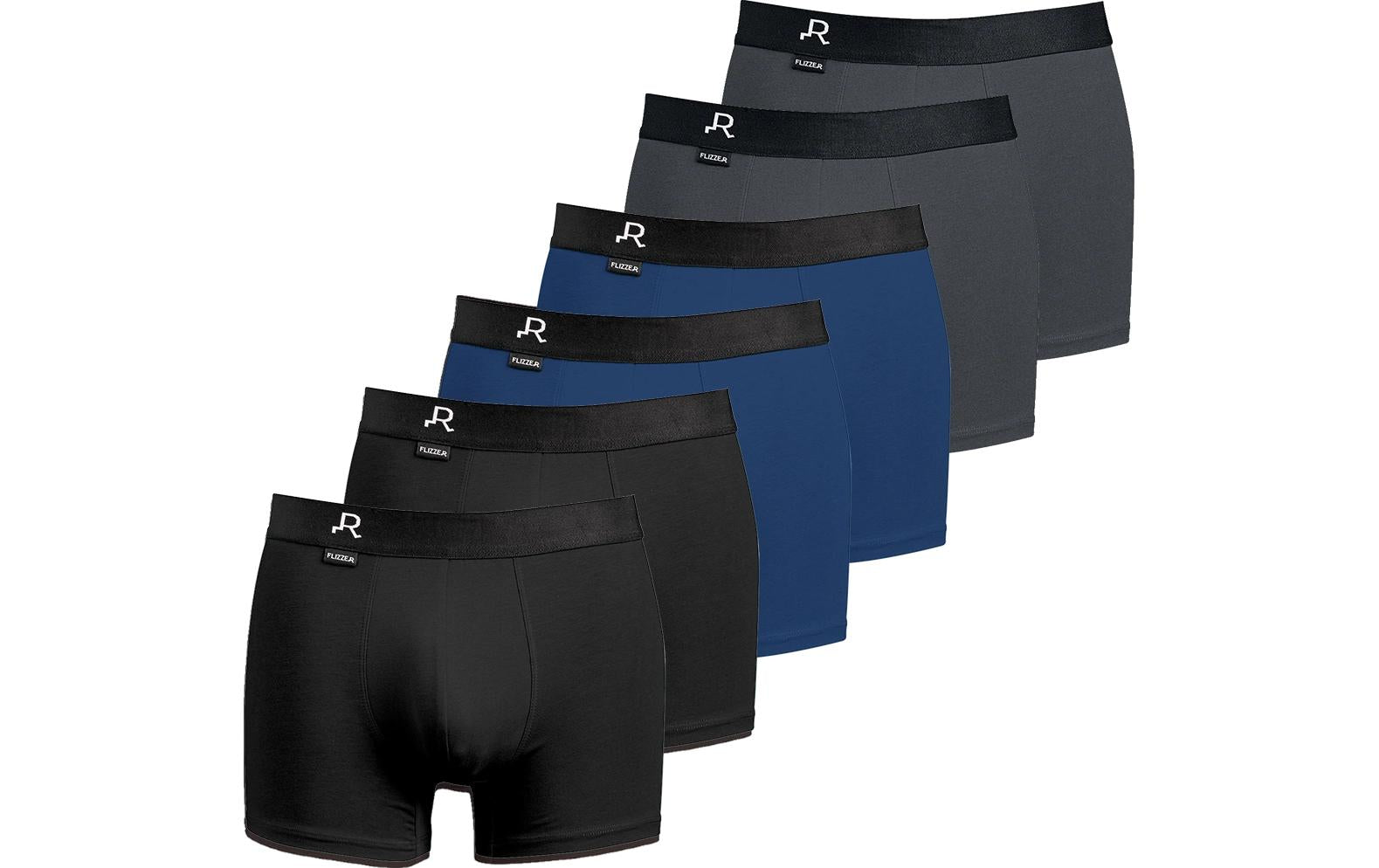 Flizzer Trunk MIX 6er Pack, S 2x Schwarz, 2x Grau, 2x Blau
