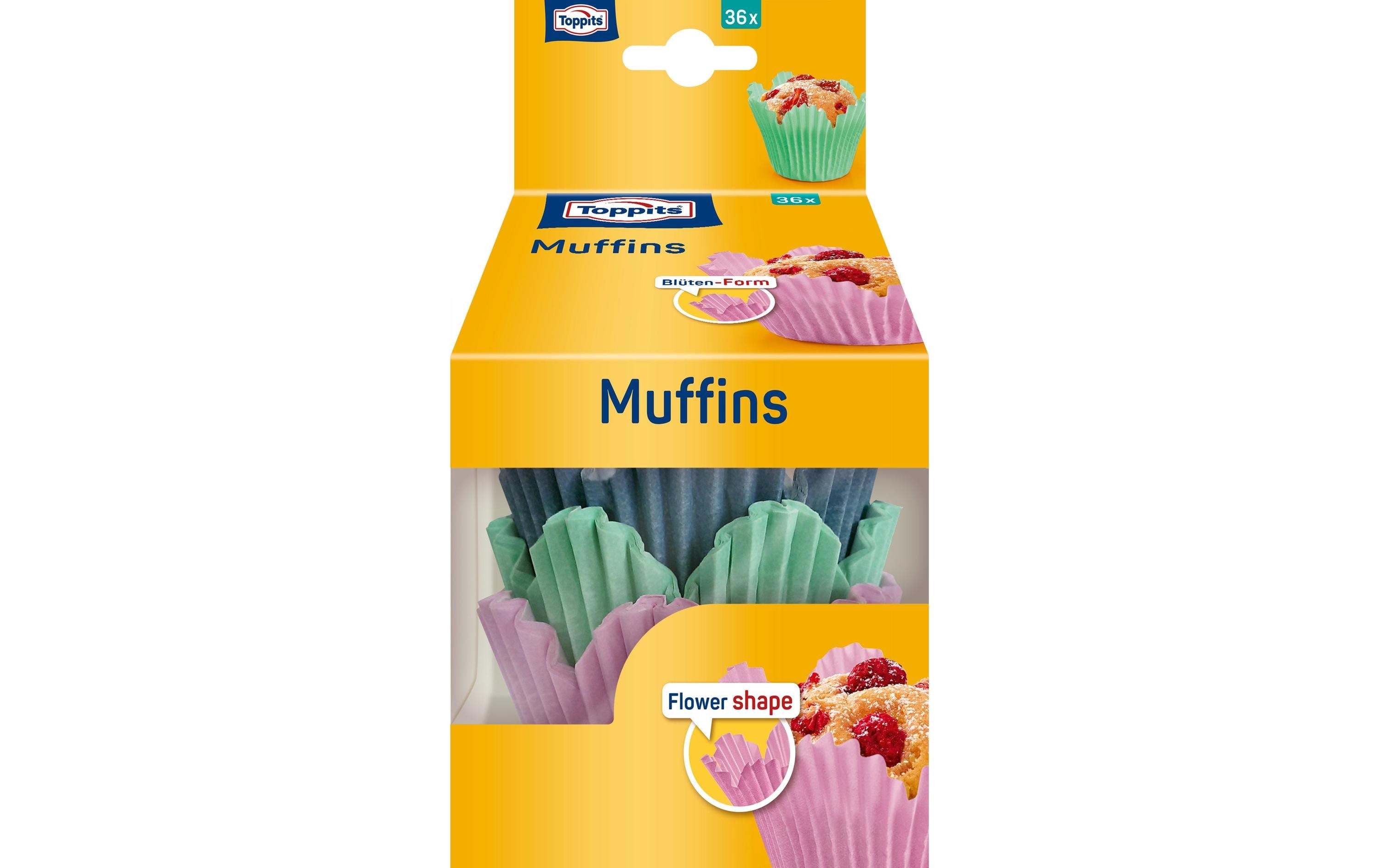 Toppits Muffin-Papierbackförmchen Blütenfor D: 7cm, 36 Stück, 3 Farben