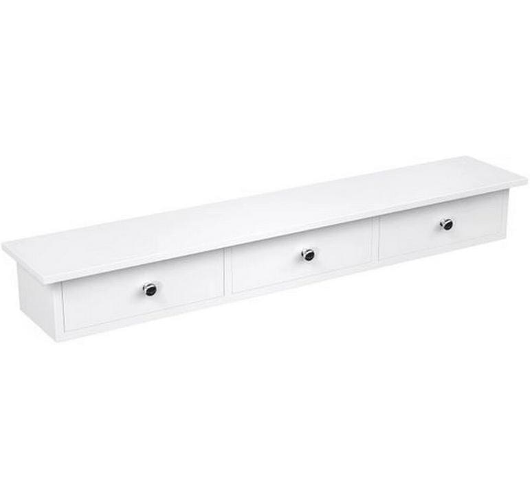 Songmics Wandregal mit Schubladen, Weiss 80x15x10 cm (LxBxH), Traglast 15 kg