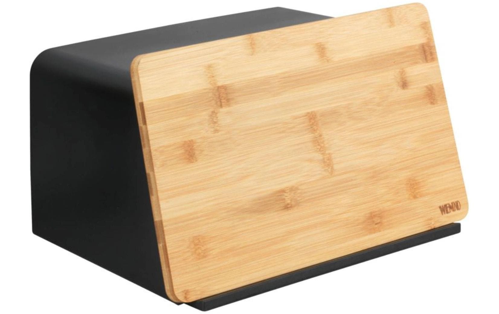 Wenko Brotkasten Kubo Kunststoff/Bambus, Schwarz