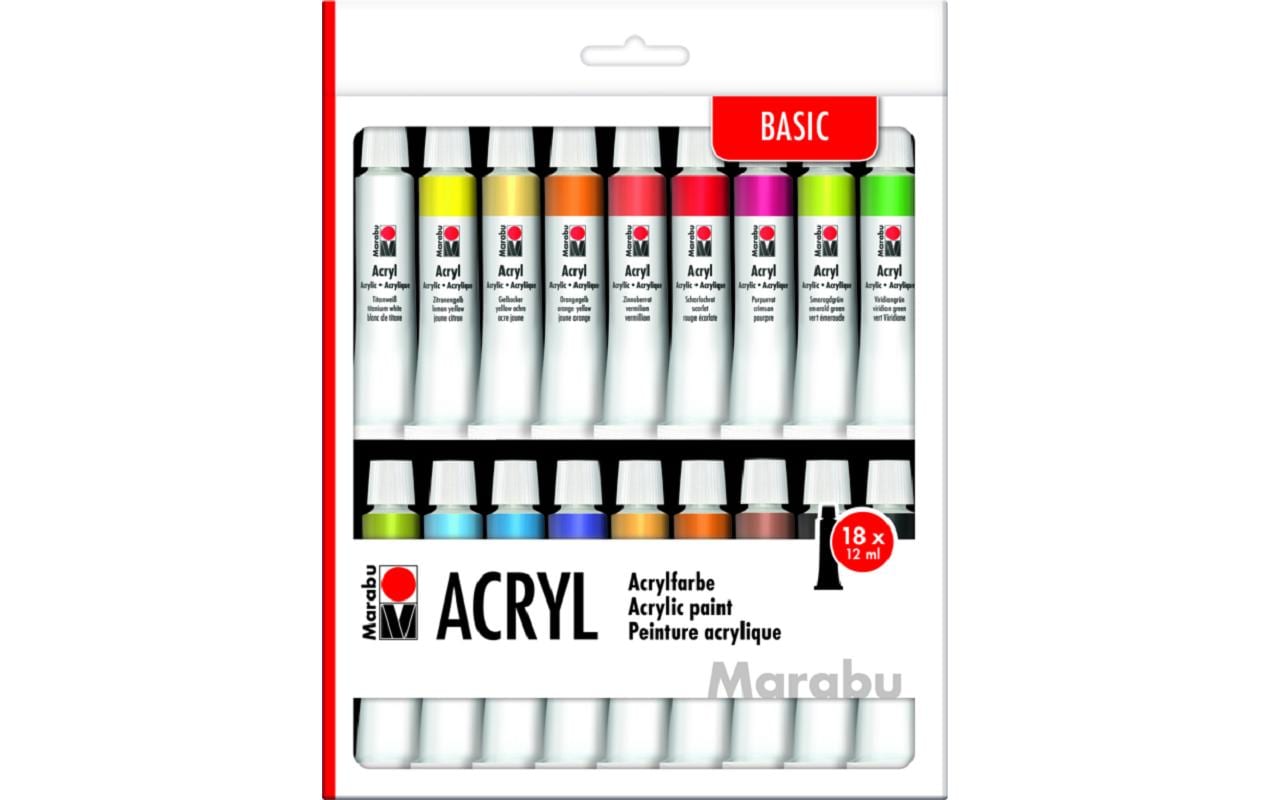 Marabu Acrylfarben Set 18 x 12 ml Einsteigerset