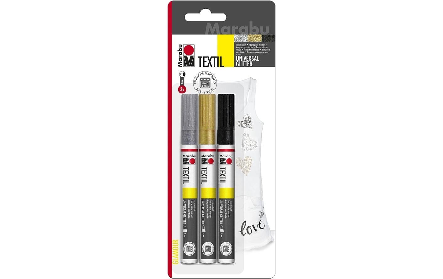 Marabu Textil Painter Glitter 3mm, 3er Blister