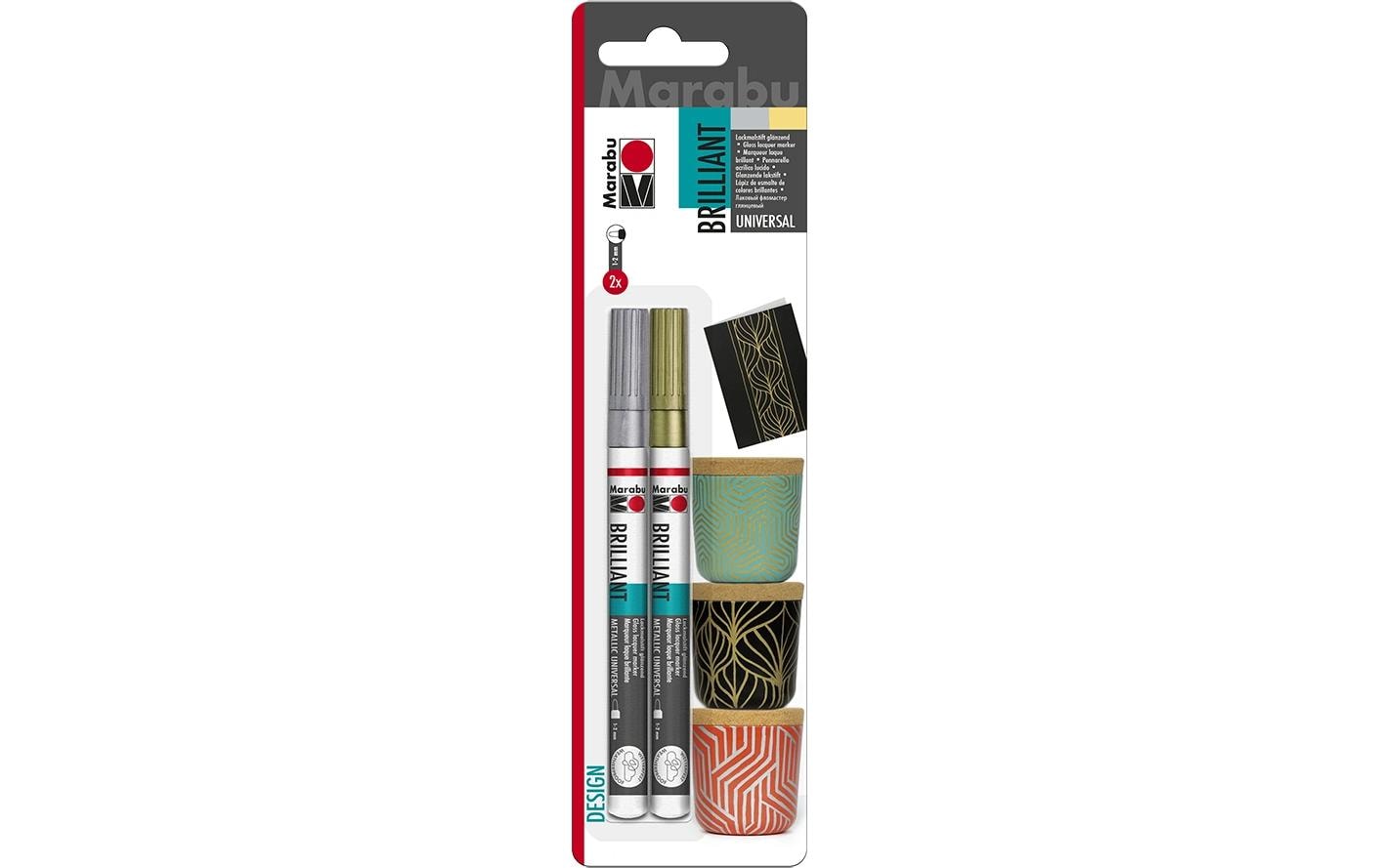 Marabu Lackmalstift BRILLIANT painter 2 x 1-2 mm, Kartengestaltung silber + gold