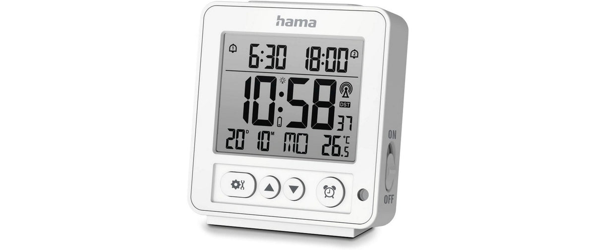 Hama Wecker digitaler Funkwecker Rhodos Weiss, LCD, 13x5x10x4.5 cm