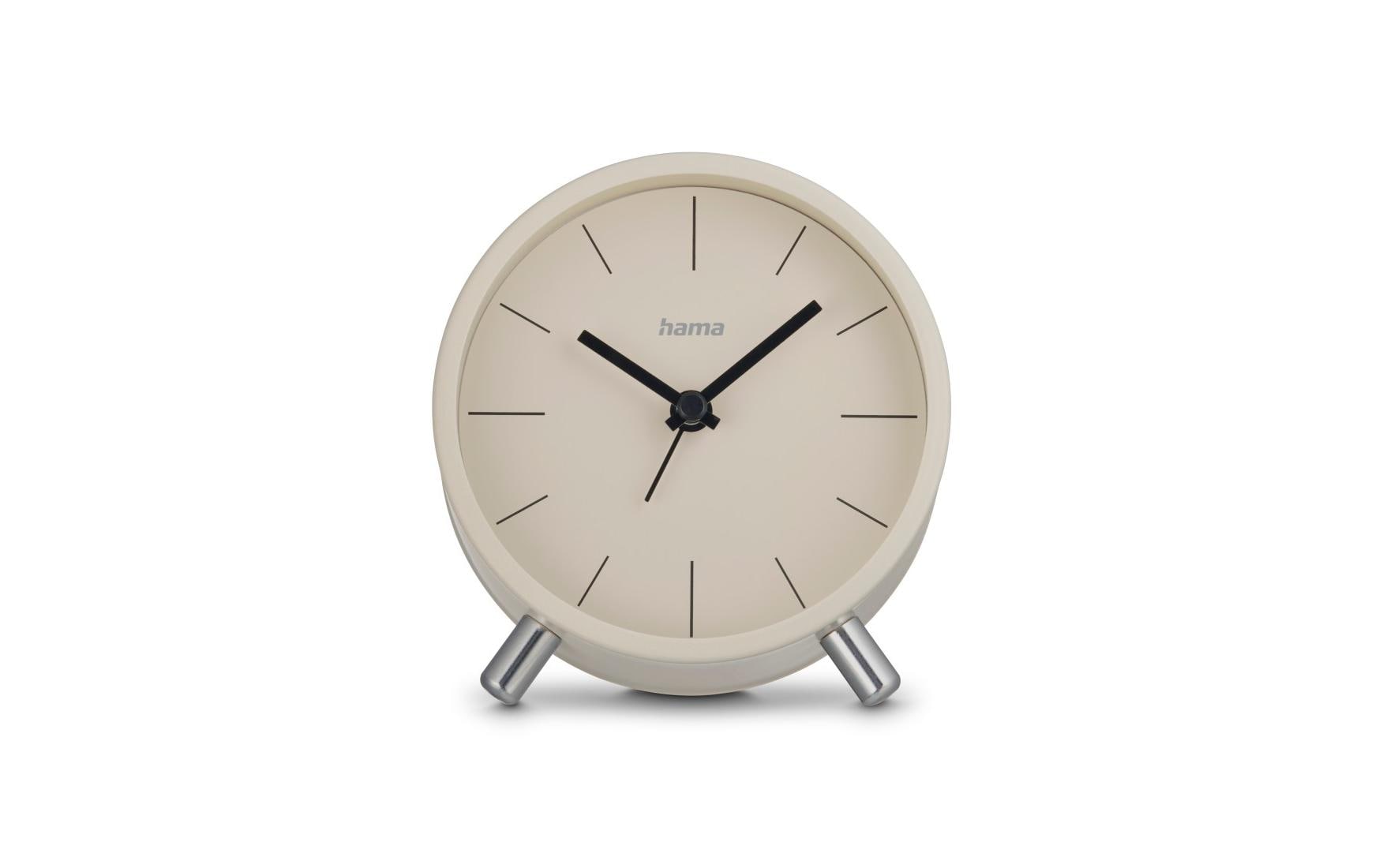Hama Wecker digitaler Funkwecker Flores analog, ohne Ticken, Grau-Beige