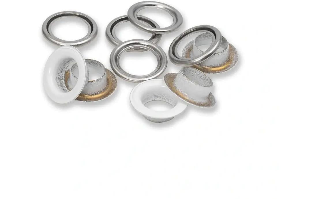 Prym Ösen + Scheiben, weiss-silber 11 mm, 20 Stk., 100% MS