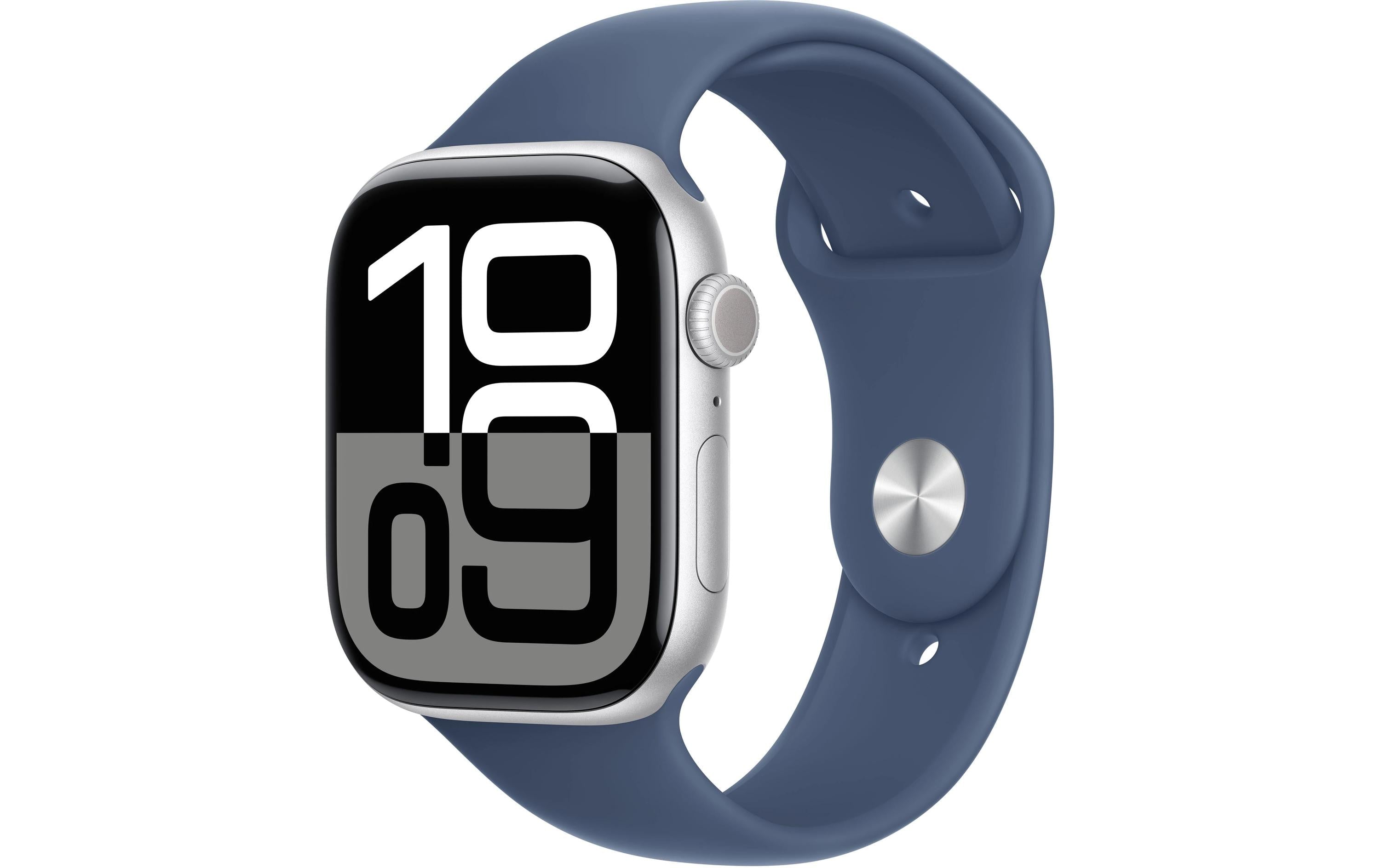 Apple Watch S10 CEL 46 Silver Alu M mit Denim Sport Band - M/L