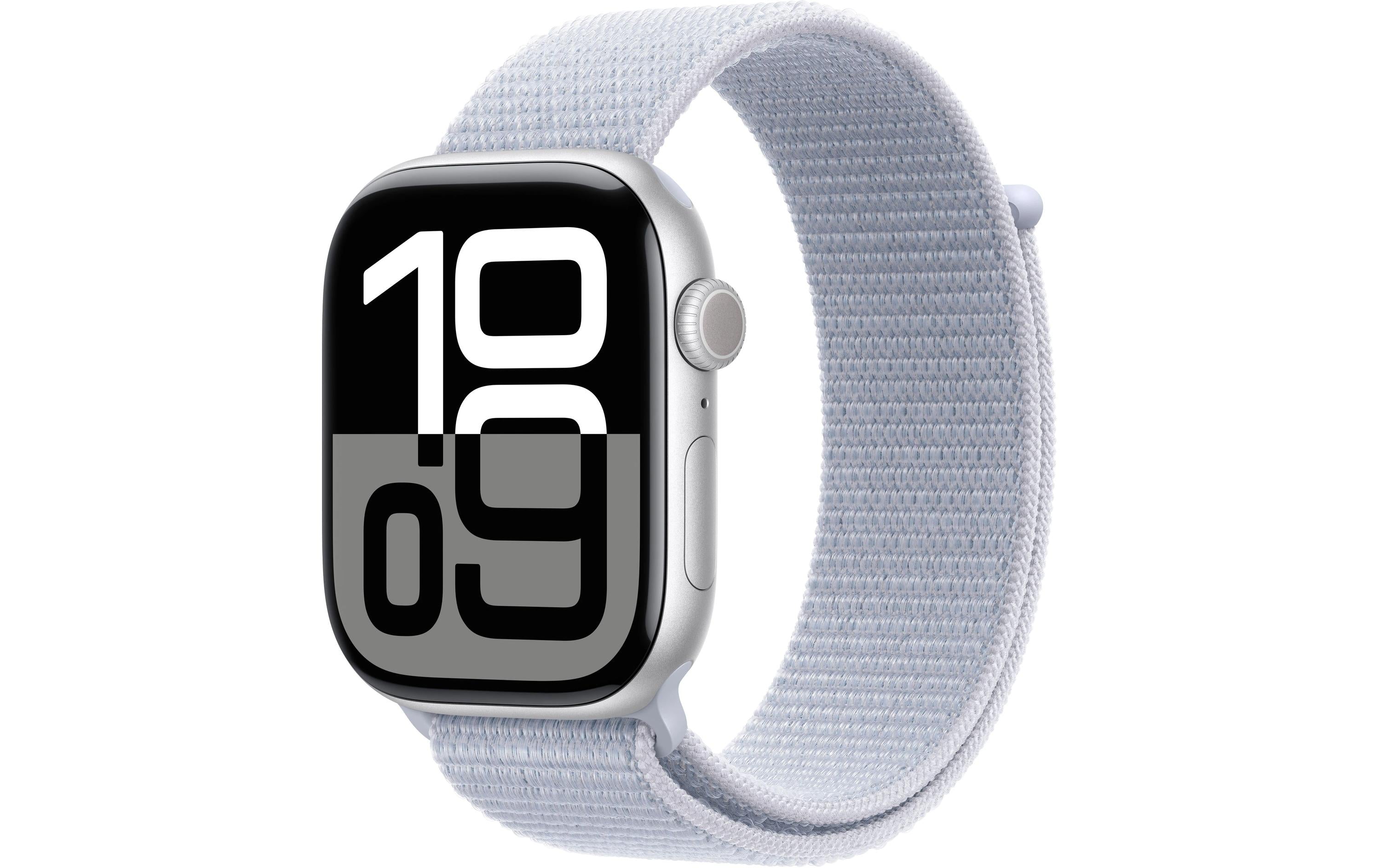 Apple Watch S10 CEL 46 Silver Alu Loop mit Blue Cloud Sport Loop